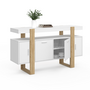 Voir la diapositive 4 : ID MARKET Buffet 140 cm PHOENIX 4 portes blanc et bois
