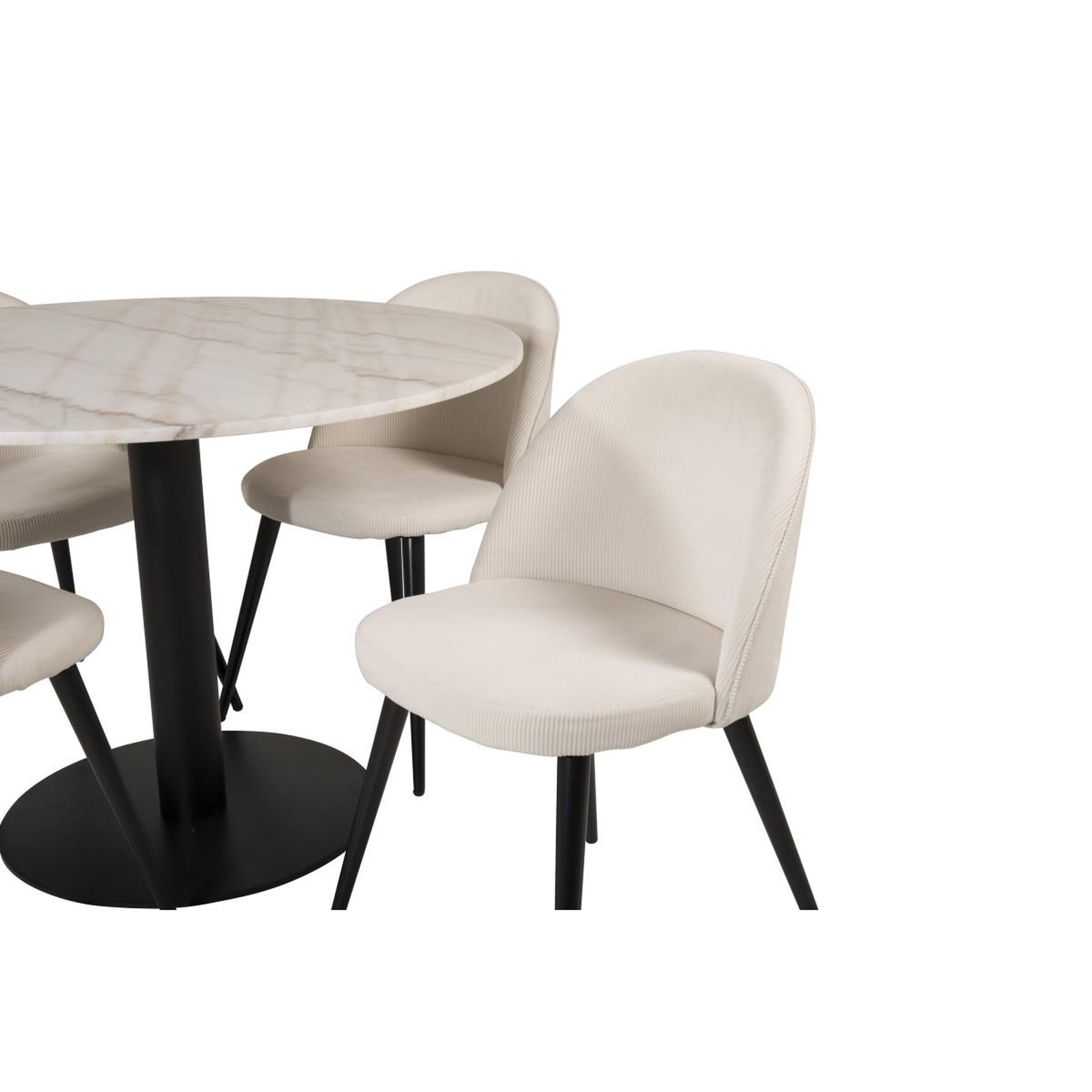 Voir la diapositive 3 : Paris Prix Ensemble table à manger & 4 chaises  estelle & velvet  106cm blanc & crème