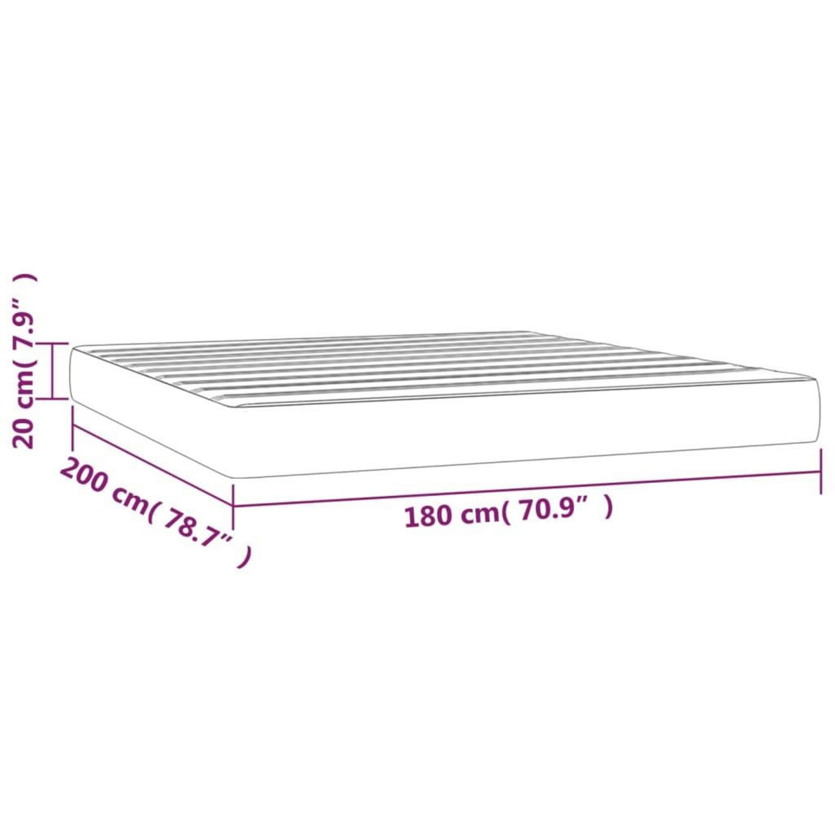 VIDAXL Matelas de lit a ressorts ensaches Gris fonce 180x200x20 cm