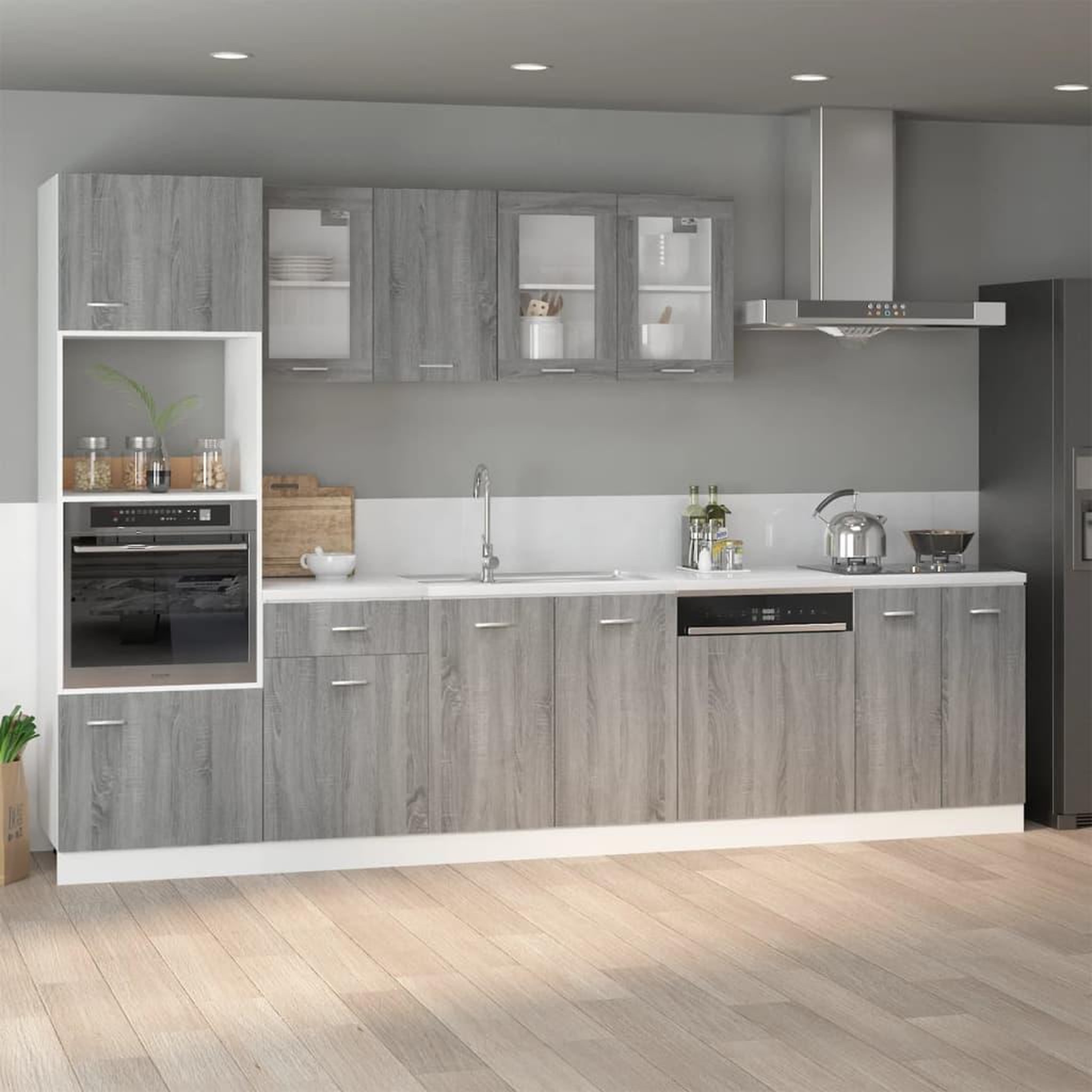 VIDAXL Armoire de plancher d'evier Sonoma gris 80x46x81,5 cm