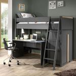 Paris Prix Pack - Lit Mezzanine Enfant, Armoire & Bureau  London  Anthracite