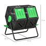 Voir la diapositive 3 : OUTSUNNY Composteur de jardin - bac à compost pour déchets - rotatif 360° - double chambre 130 L - acier PP vert noir