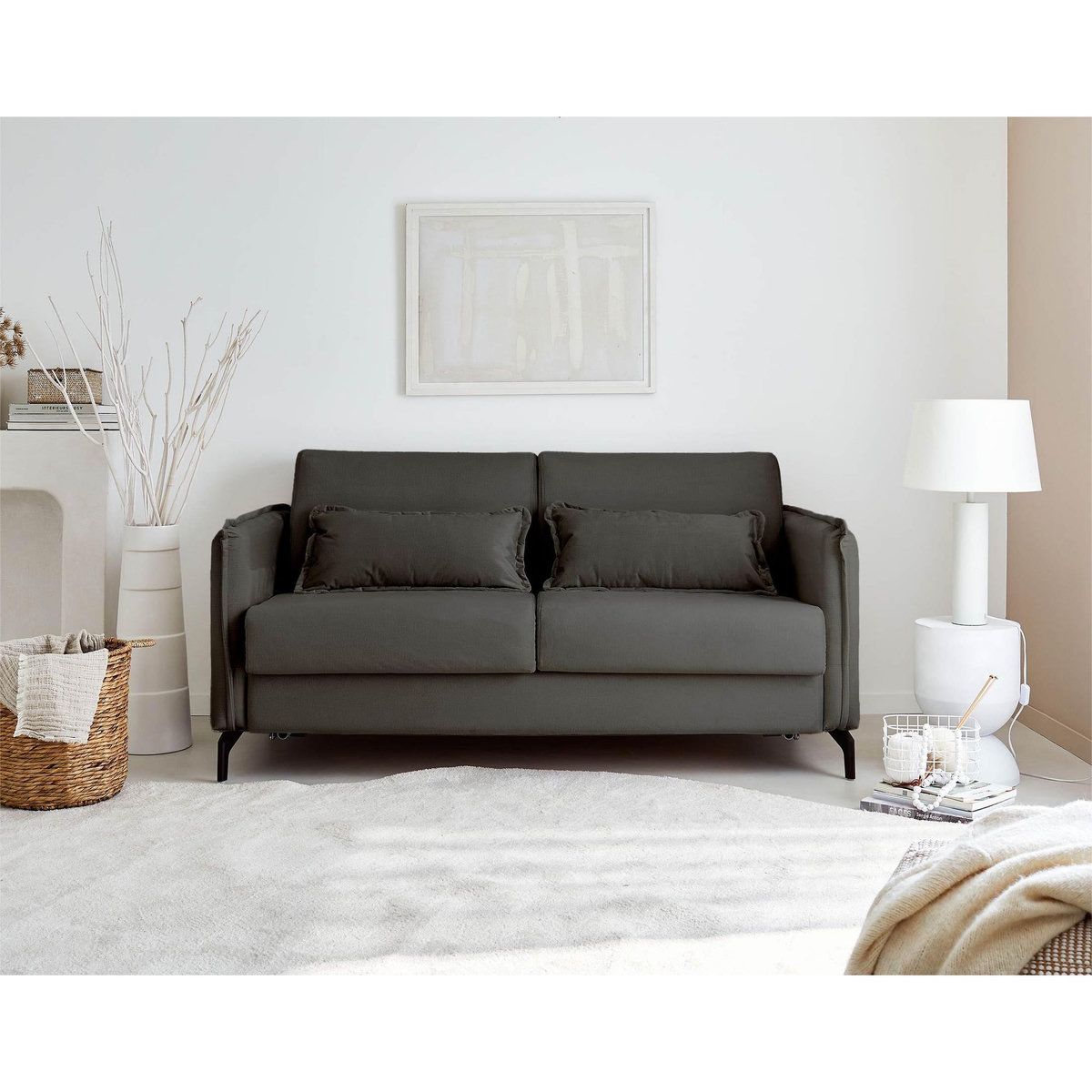 LISA DESIGN Agate - canapé 3 places convertible - couchage quotidien - matelas 14 cm - en velours