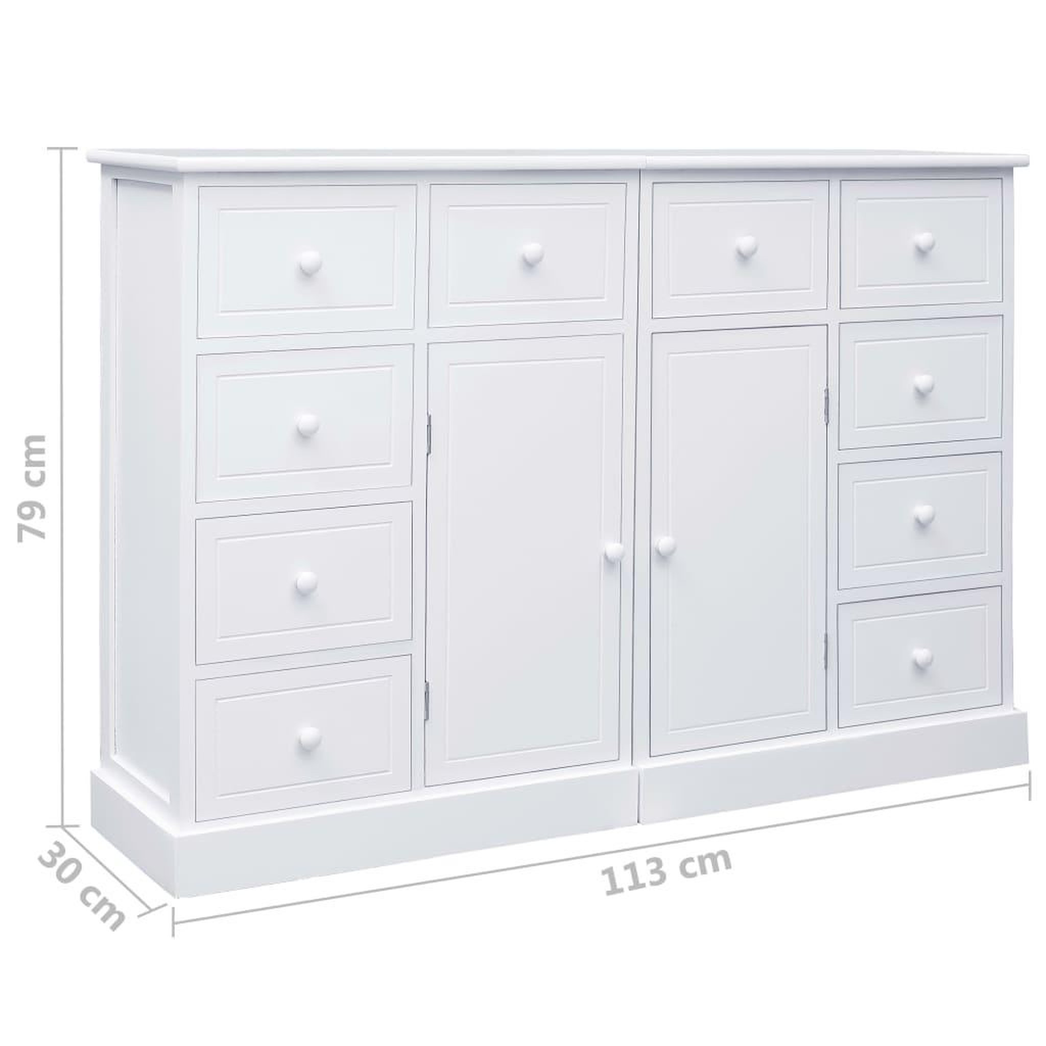 Voir la diapositive 6 : VIDAXL Buffet avec 10 tiroirs Blanc 113x30x79 cm Bois