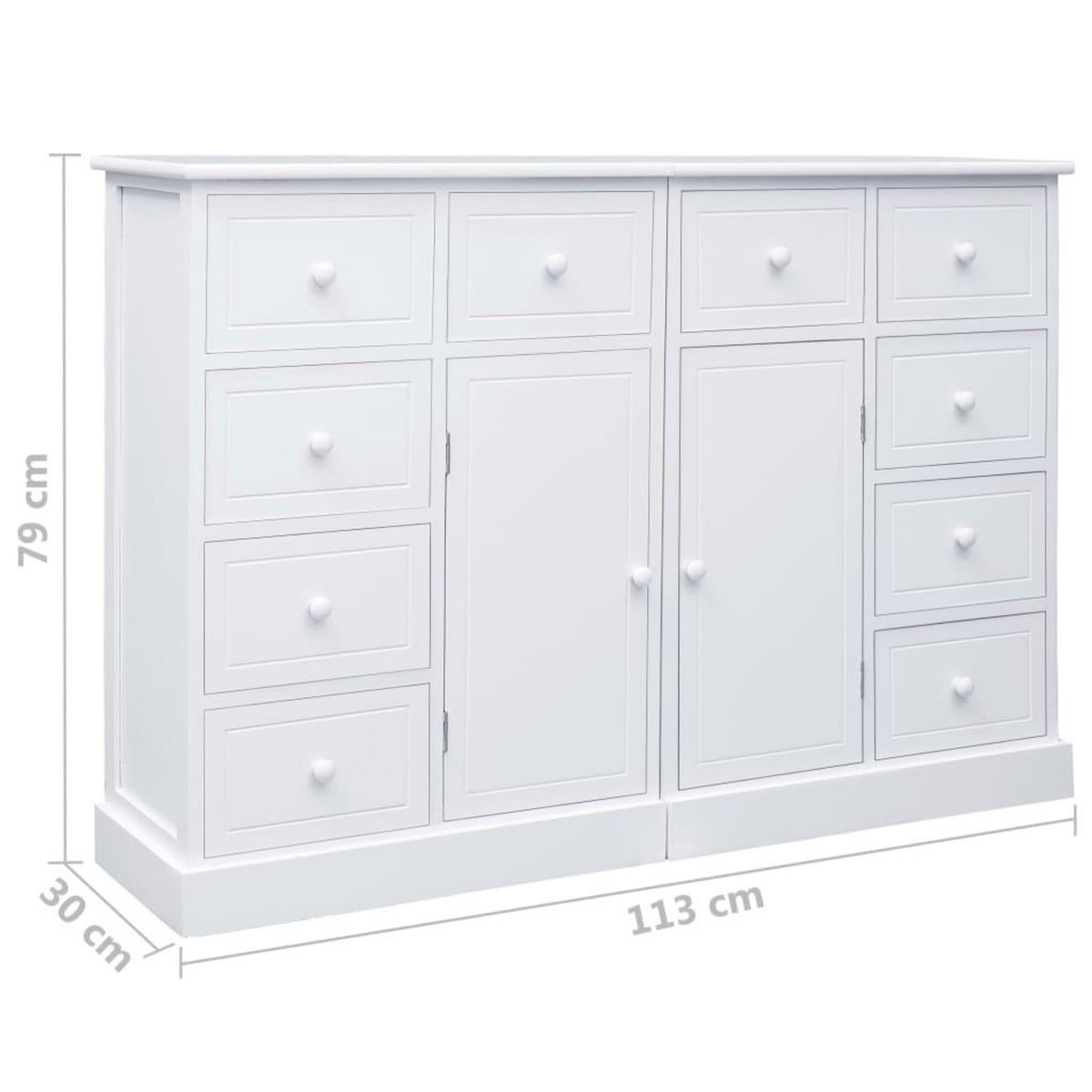 VIDAXL Buffet avec 10 tiroirs Blanc 113x30x79 cm Bois