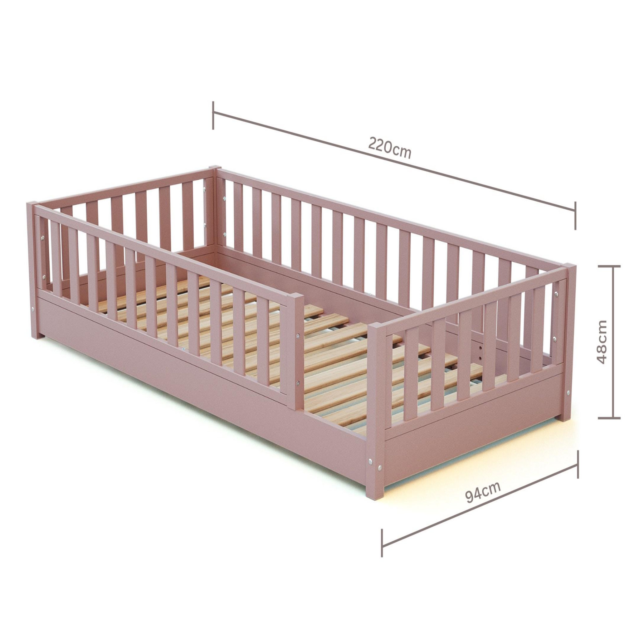 Voir la diapositive 5 : JURABABY Lit au sol enfant en bois SONHO avec matelas - 90x190