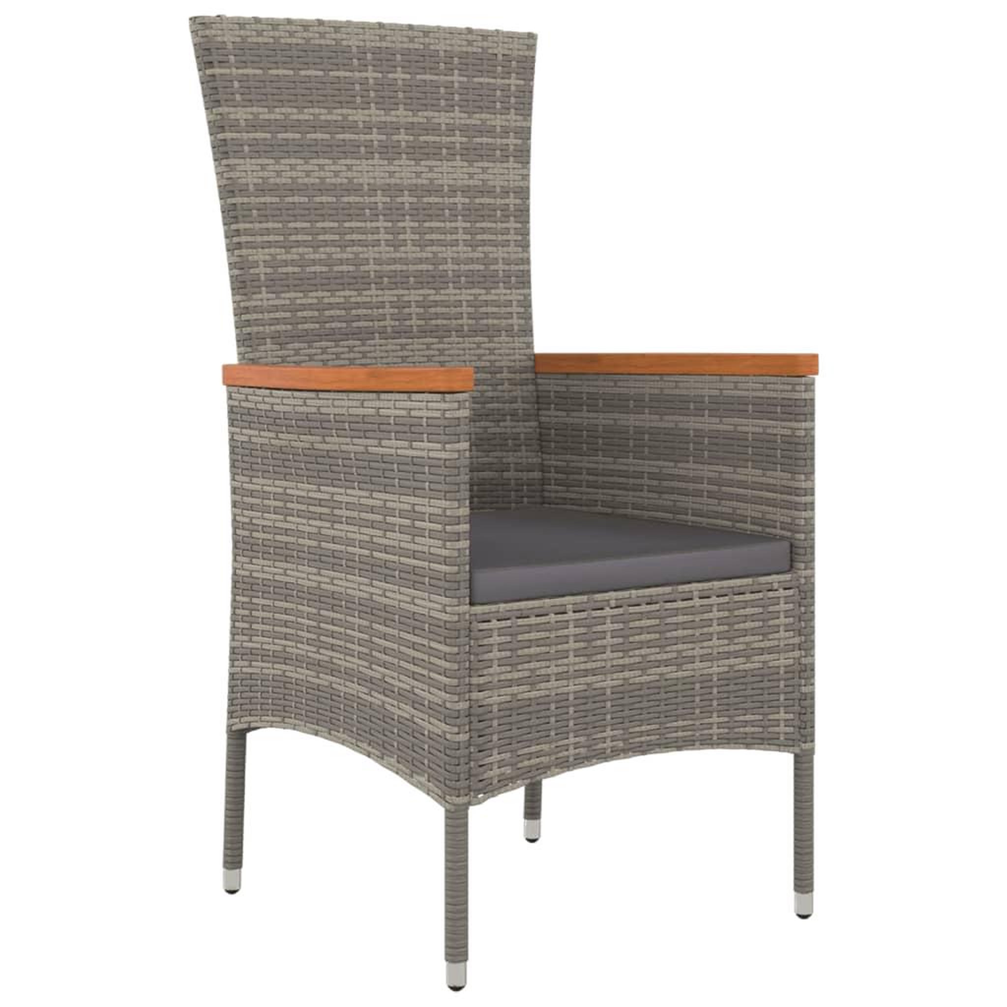 Voir la diapositive 3 : VIDAXL Ensemble a manger de jardin 11pcs avec coussins gris poly rotin