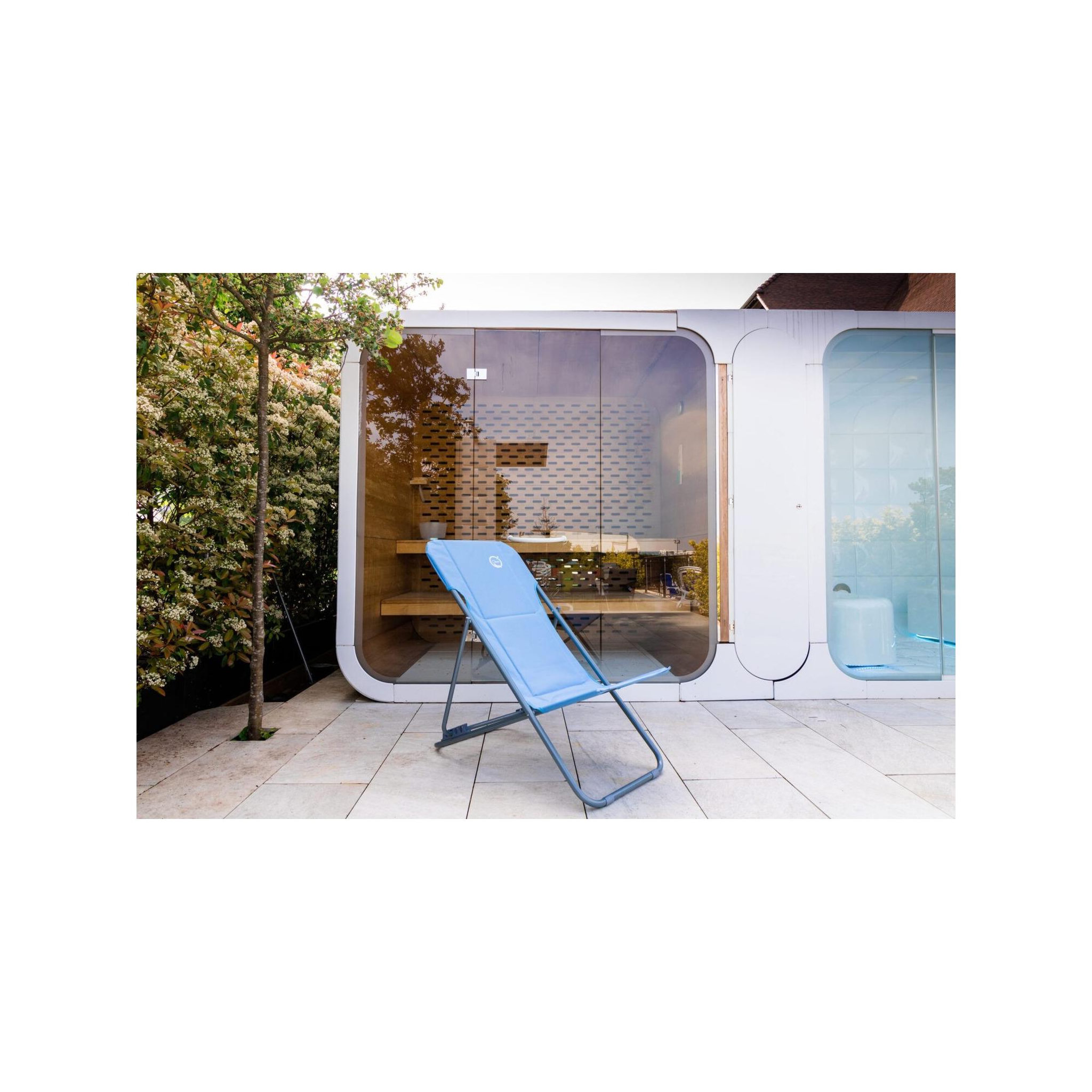 Voir la diapositive 2 : O'Sun Chilienne de jardin pliable - 4 positions - o'sun - bleu - dimensions : 96 x 98 x 55 cm