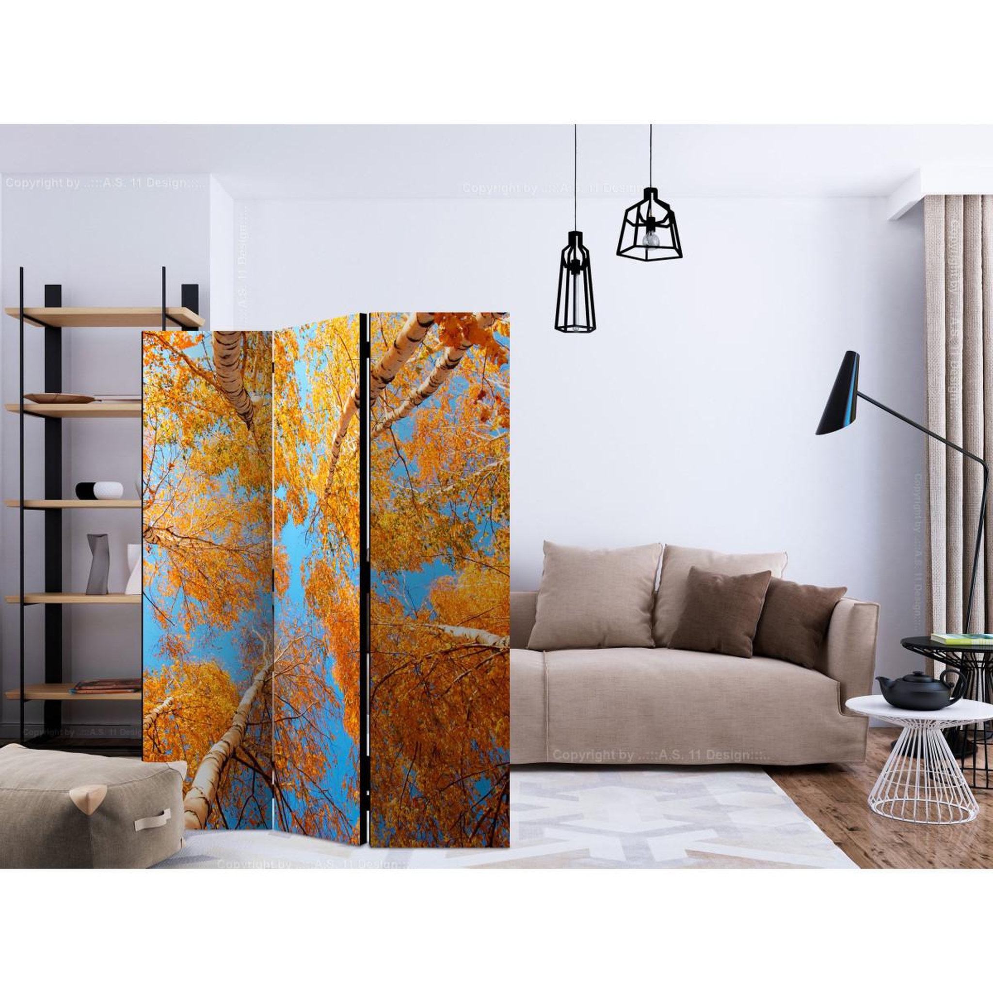 Voir la diapositive 2 : Paris Prix Paravent 3 volets  autumnal treetops  135x172cm