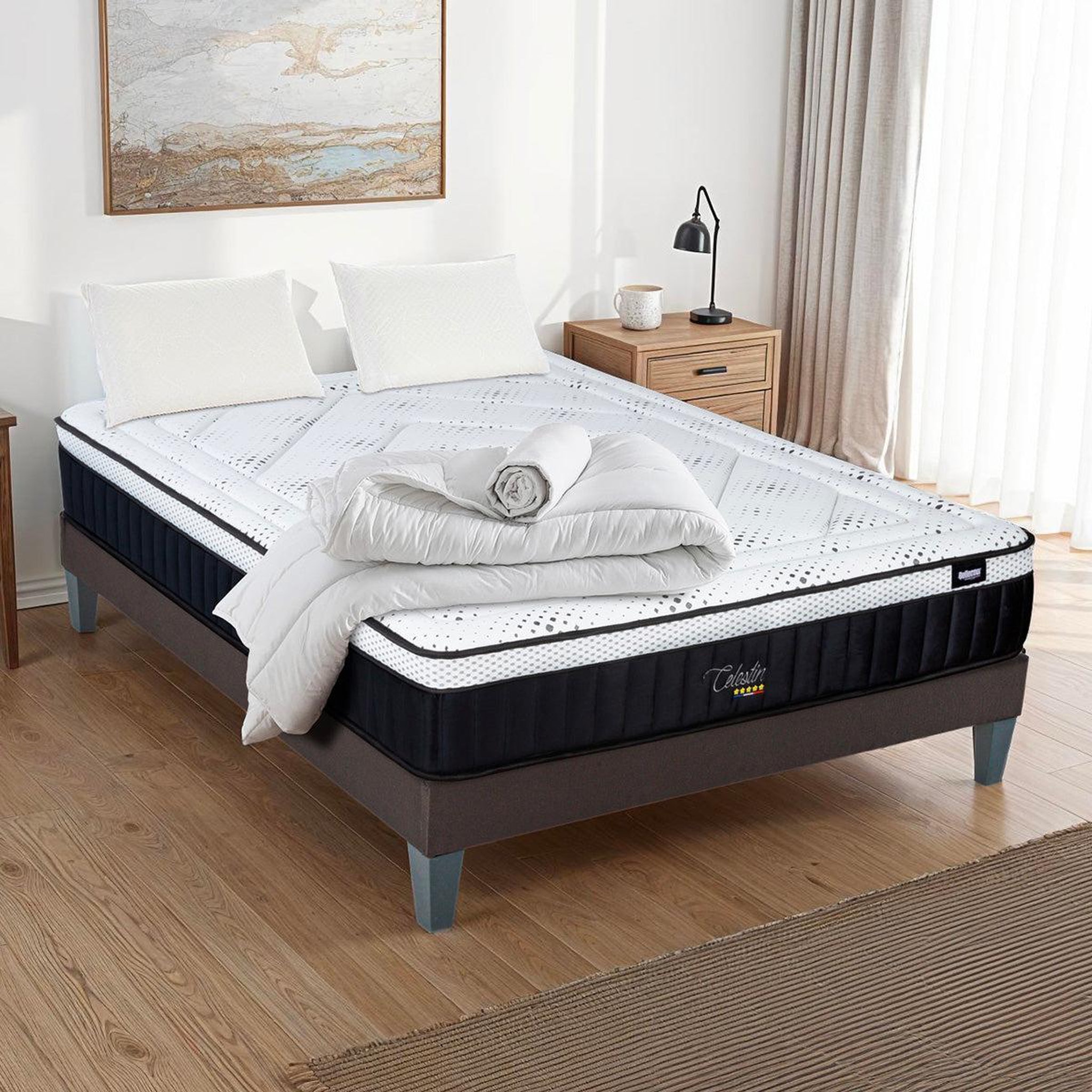 Voir la diapositive 3 : BELLECOUR Bellecour literie | pack prêt à dormir celestin 2.0 | matelas mémoire de forme + sommier + accessoires