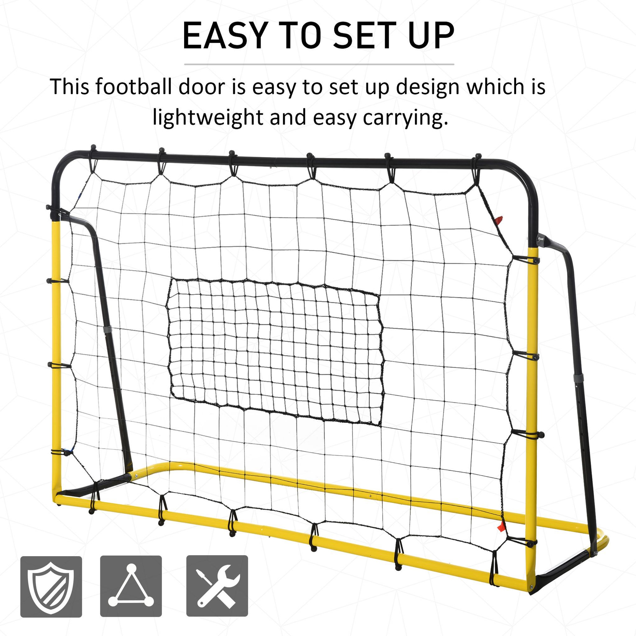 Voir la diapositive 4 : HOMCOM Filet de rebond de football - rebondisseur de football angle réglable - dim. 184l x 123h cm - jaune noir