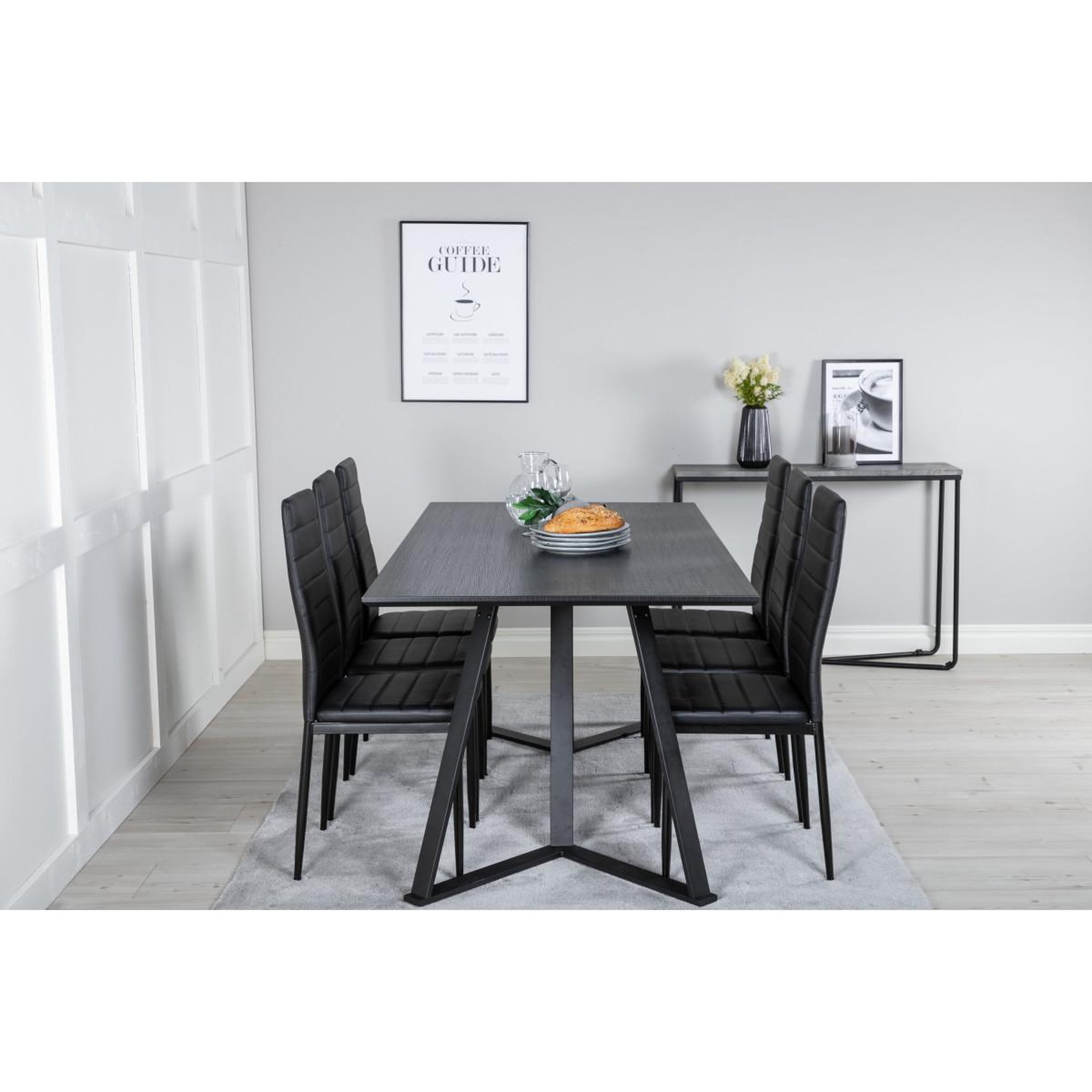 Voir la diapositive 6 : Paris Prix Ensemble table à manger & 6 chaises  marina & slim  180cm noir