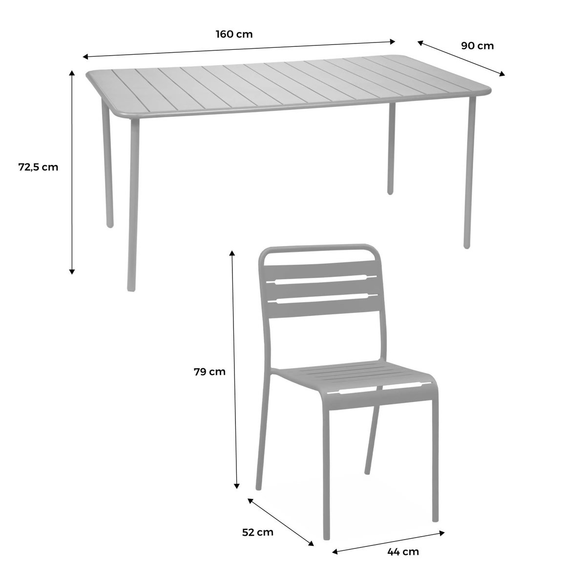 SWEEEK Table de jardin métal + 6 assises vert. acier traitement anti rouille