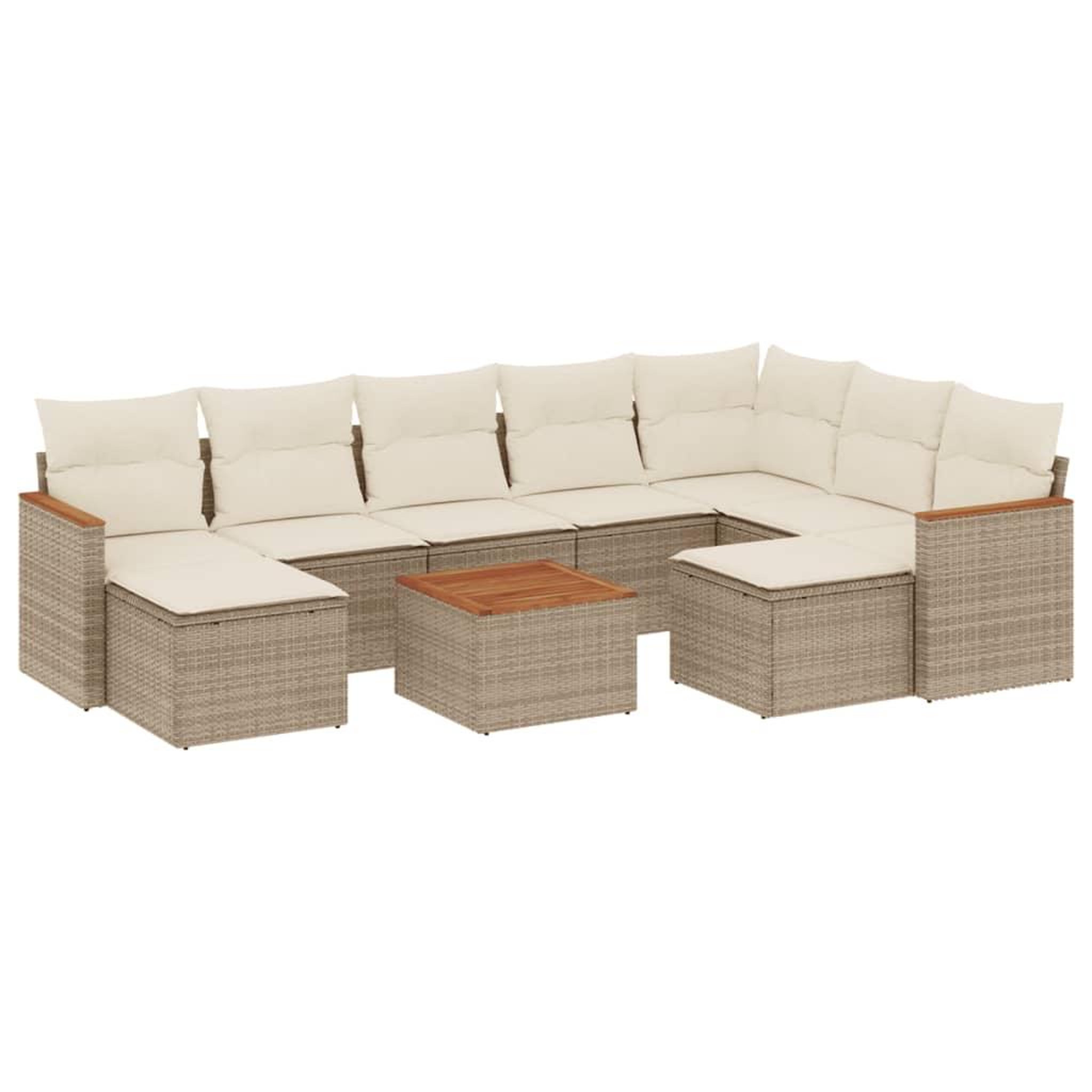 Voir la diapositive 2 : VIDAXL Salon de jardin avec coussins 10 pcs beige resine tressee