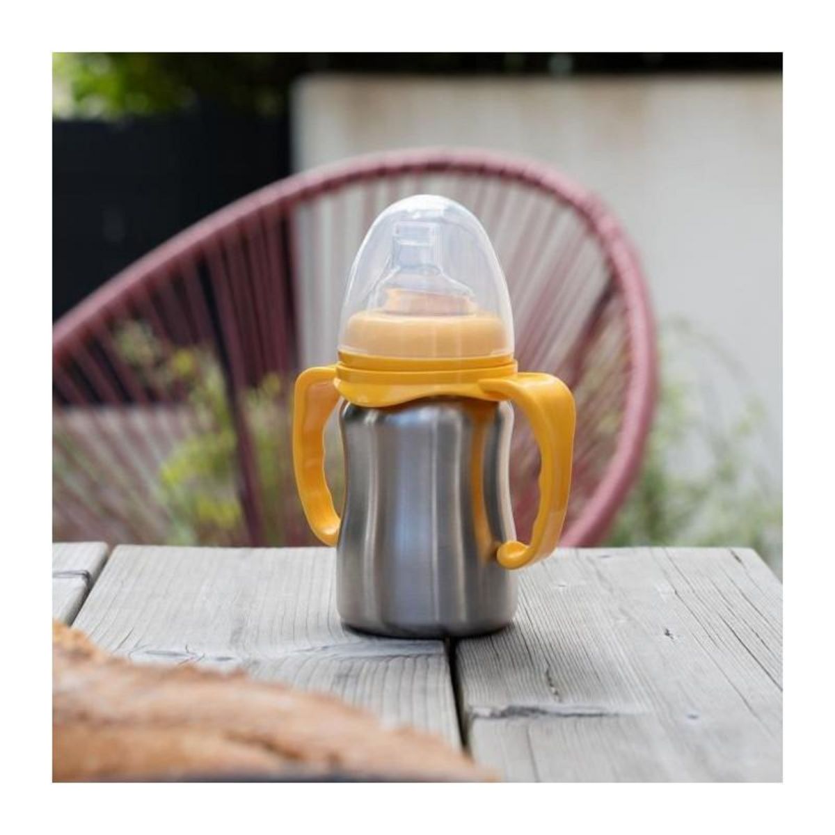 THERMOBABY Tasse d'apprentissage - THERMOBABY - Inox - 180 ml - Jaune Mangue - Ergonomique et anti-fuites