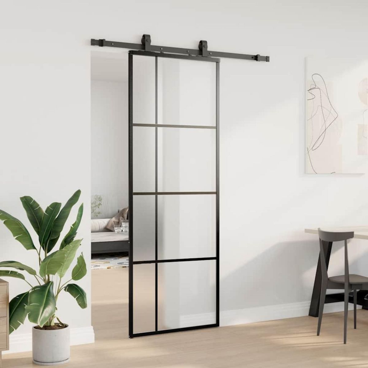VIDAXL Porte coulissante kit de quincaillerie noir 76x205 cm verre ESG