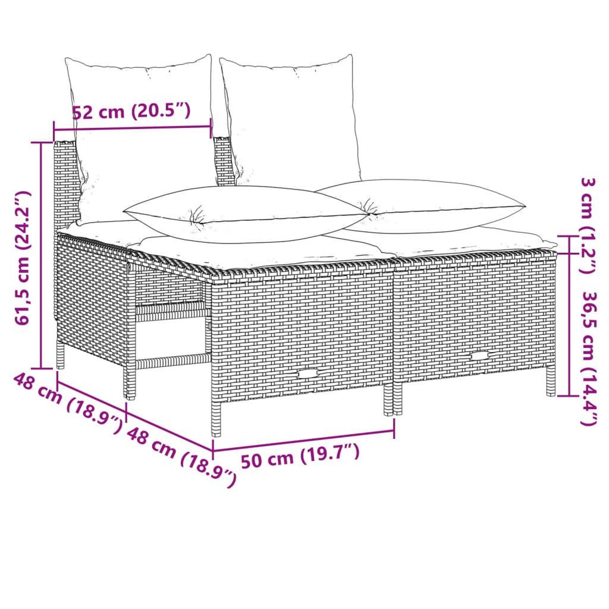 Voir la diapositive 6 : VIDAXL Salon de jardin 4 pcs avec coussins gris resine tressee