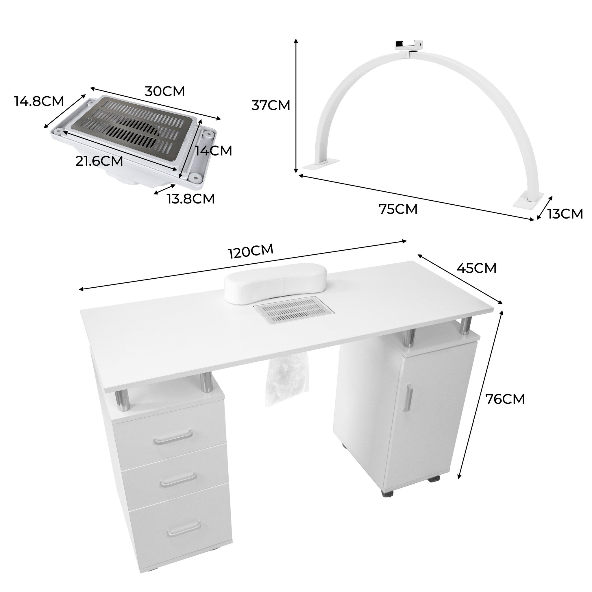 Voir la diapositive 5 : MONSTERSHOP Table de manucure professionnelle & lampe led demi-lune