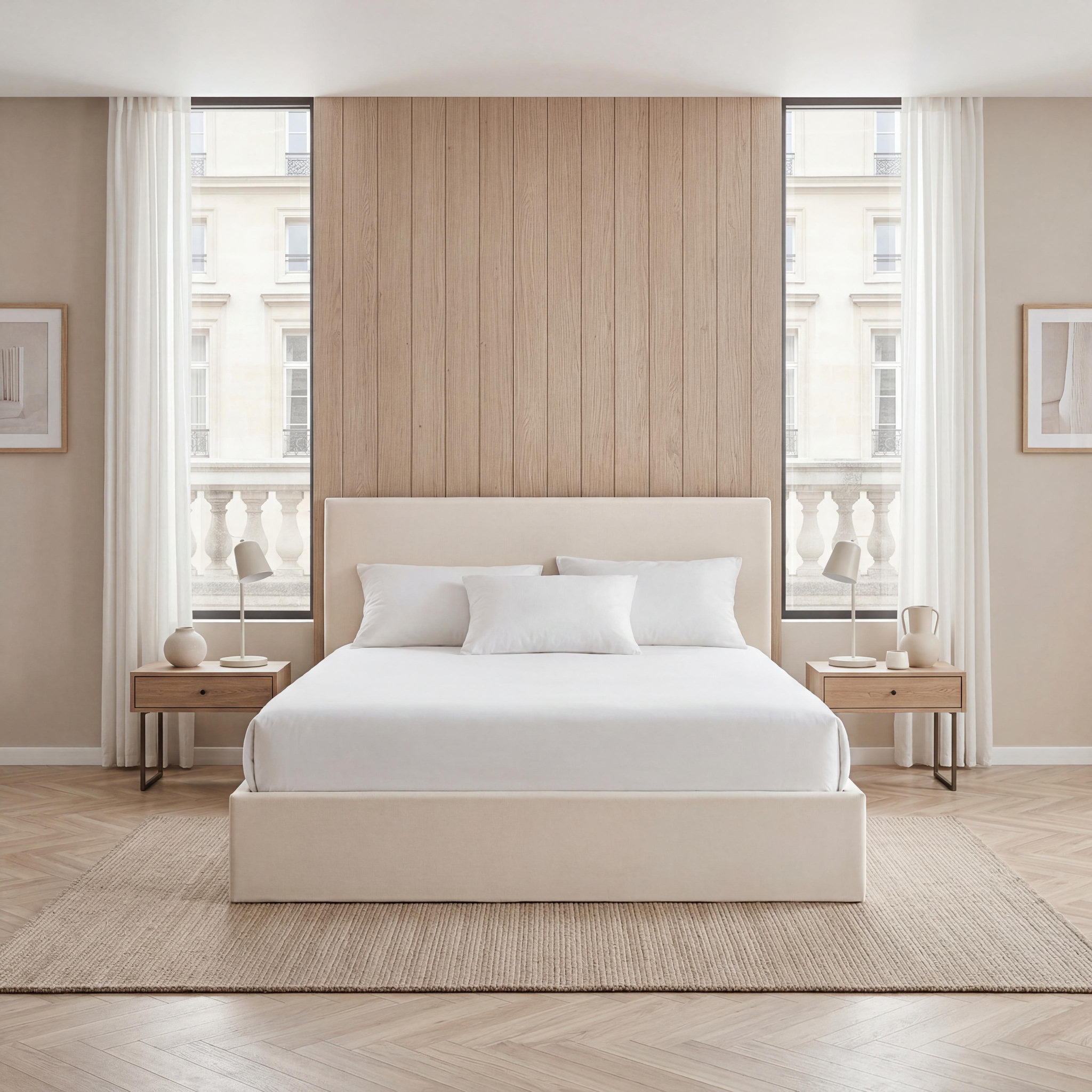 Voir la diapositive 5 : OLYMPE LITERIE Olympe literie | lit coffre velours beige nemesis 2 places