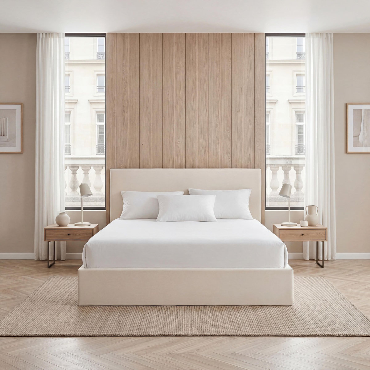 OLYMPE LITERIE OLYMPE LITERIE | Lit coffre velours beige NEMESIS 2 places