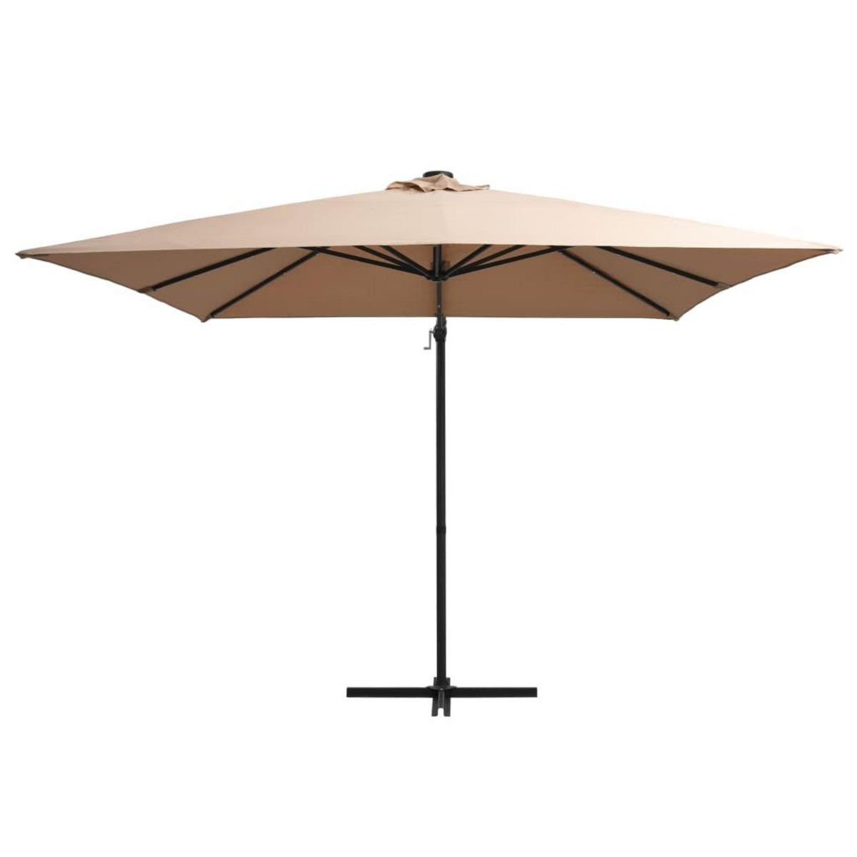 VIDAXL Parasol de jardin en porte-a-faux lumieres LED et mat en acier