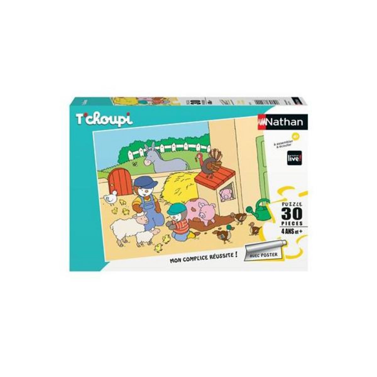 Nathan Puzzle enfant 30 pièces Nathan T'Choupi à la ferme