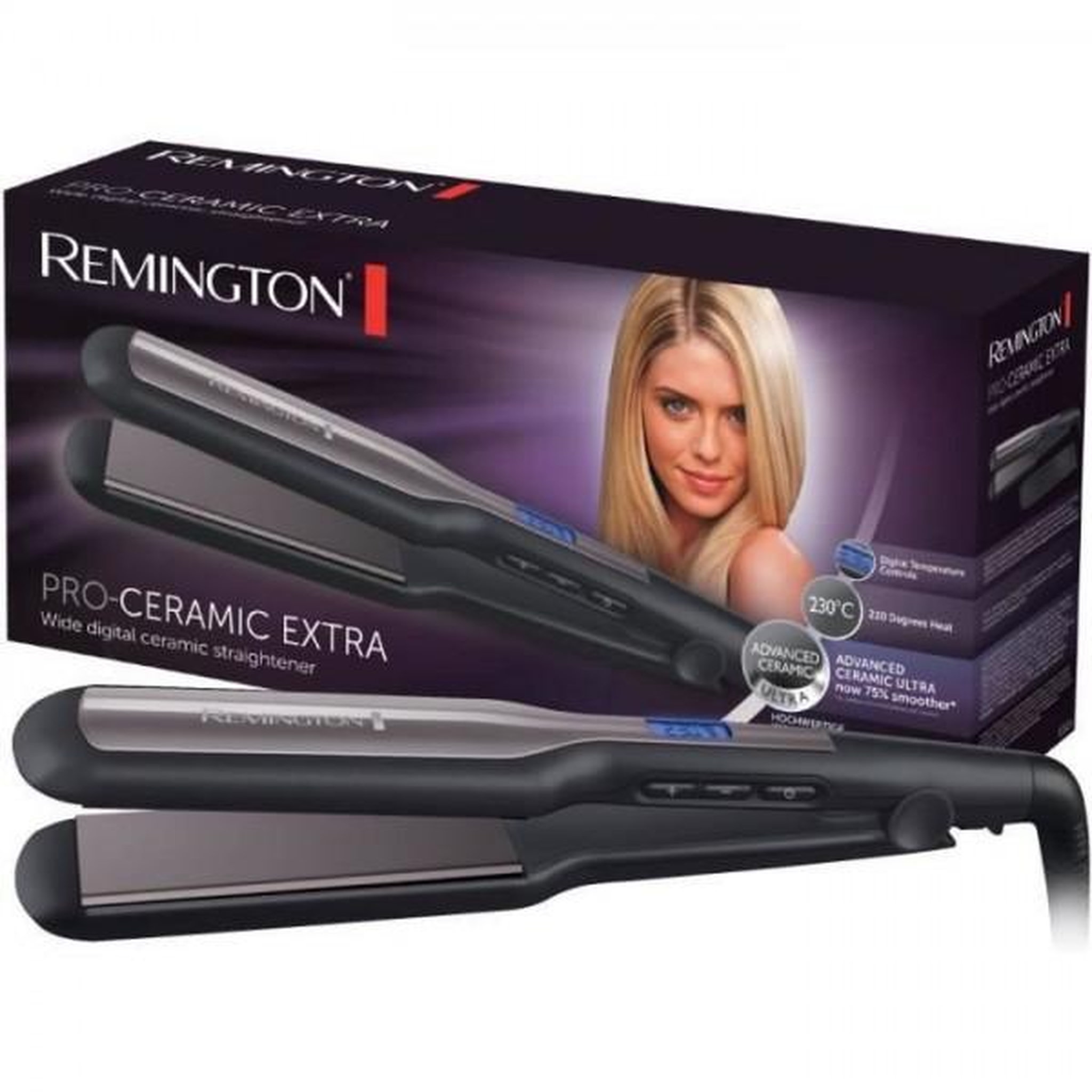 REMINGTON Fer a Lisser Remington S5525 , Lisseur Plaques Flottantes XL Advanced Ceramic, Température Modulable, Lissage Facile