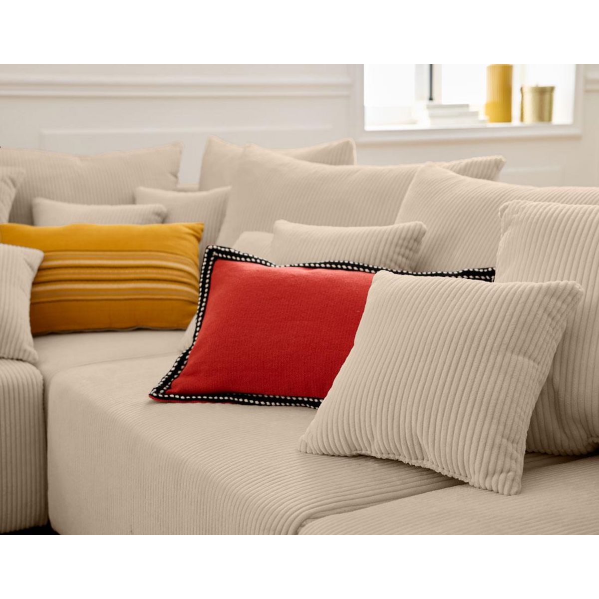 LISA DESIGN Edinburg - canapé modulable panoramique 8 places - en velours côtelé