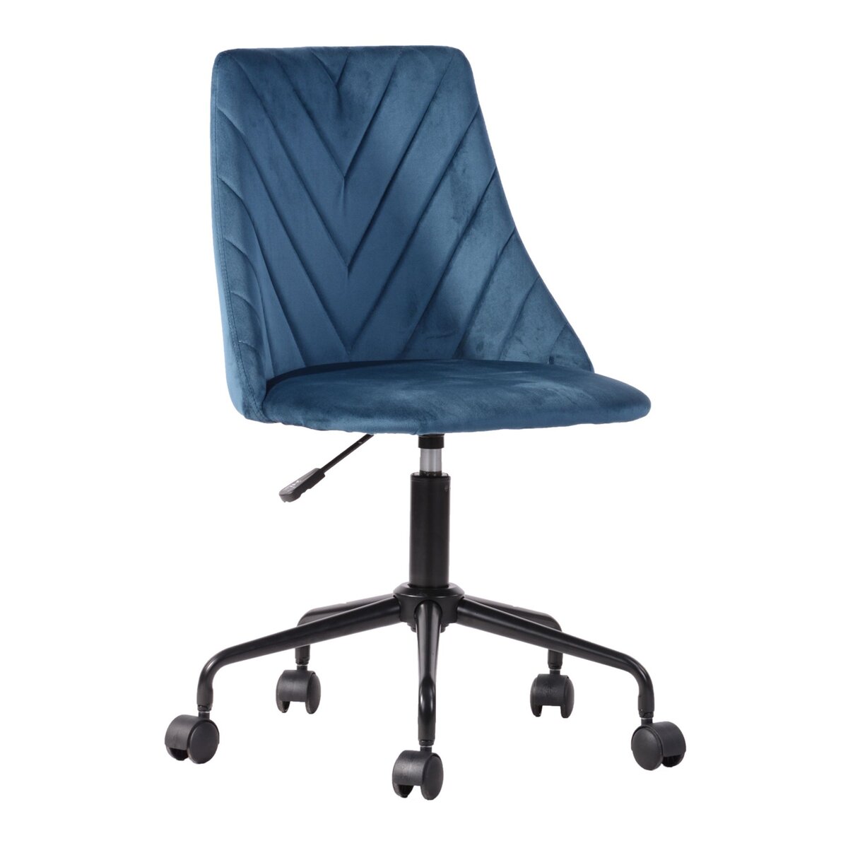 Chaise de bureau en velours bleu, réglable en hauteur, pivotant à 360°, toutes roues, 50*55*82-92cm