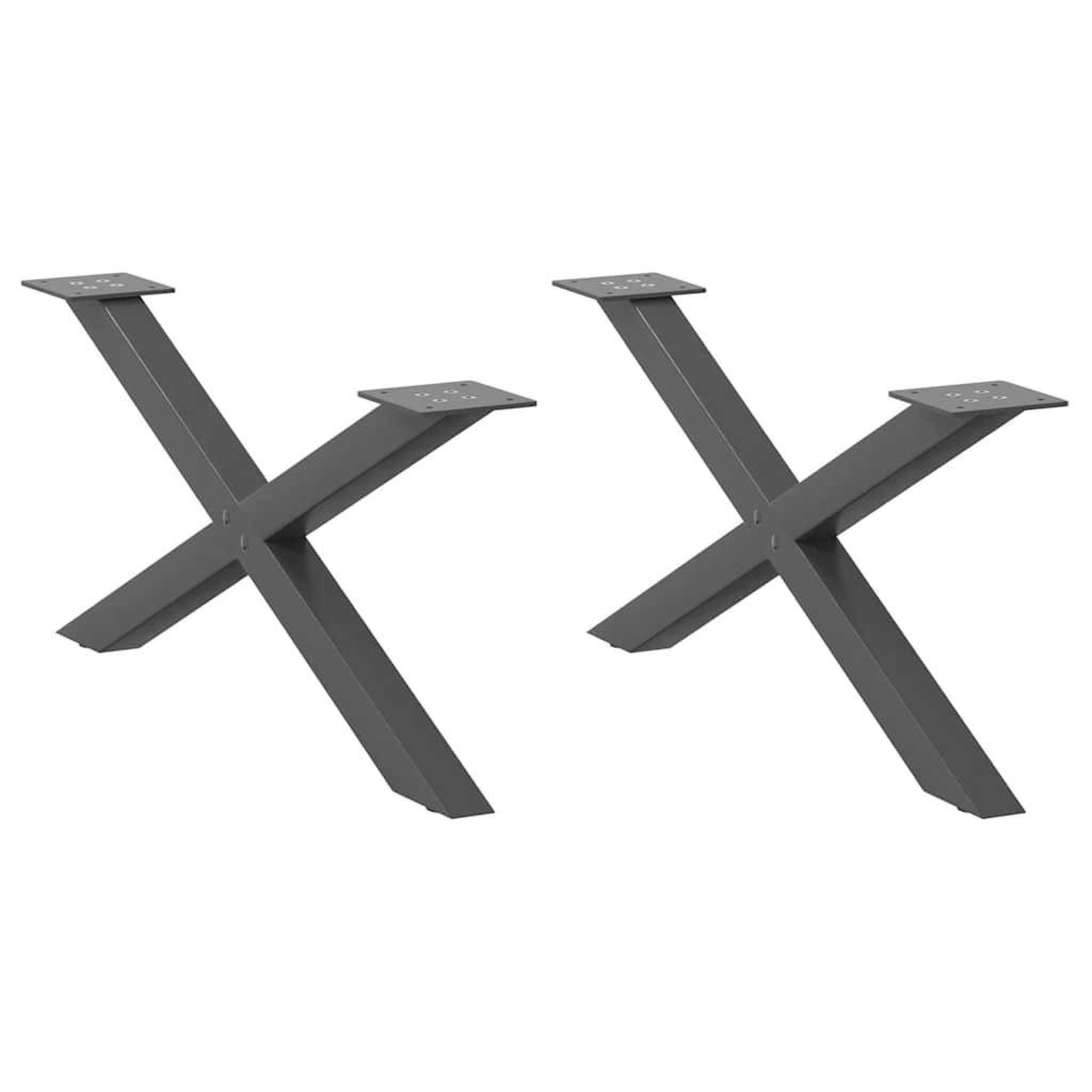 VIDAXL Pieds de table basse forme de X 2 pcs anthracite 70x(30-31) cm