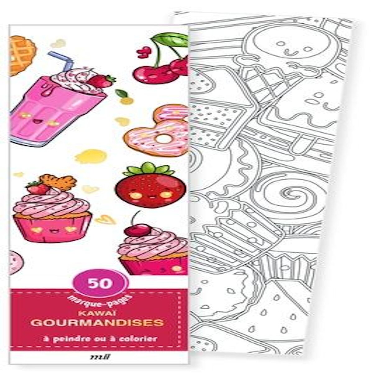 KAWAI GOURMANDISES. 50 MARQUE-PAGES A PEINDRE OU A COLORIER, Merci les livres