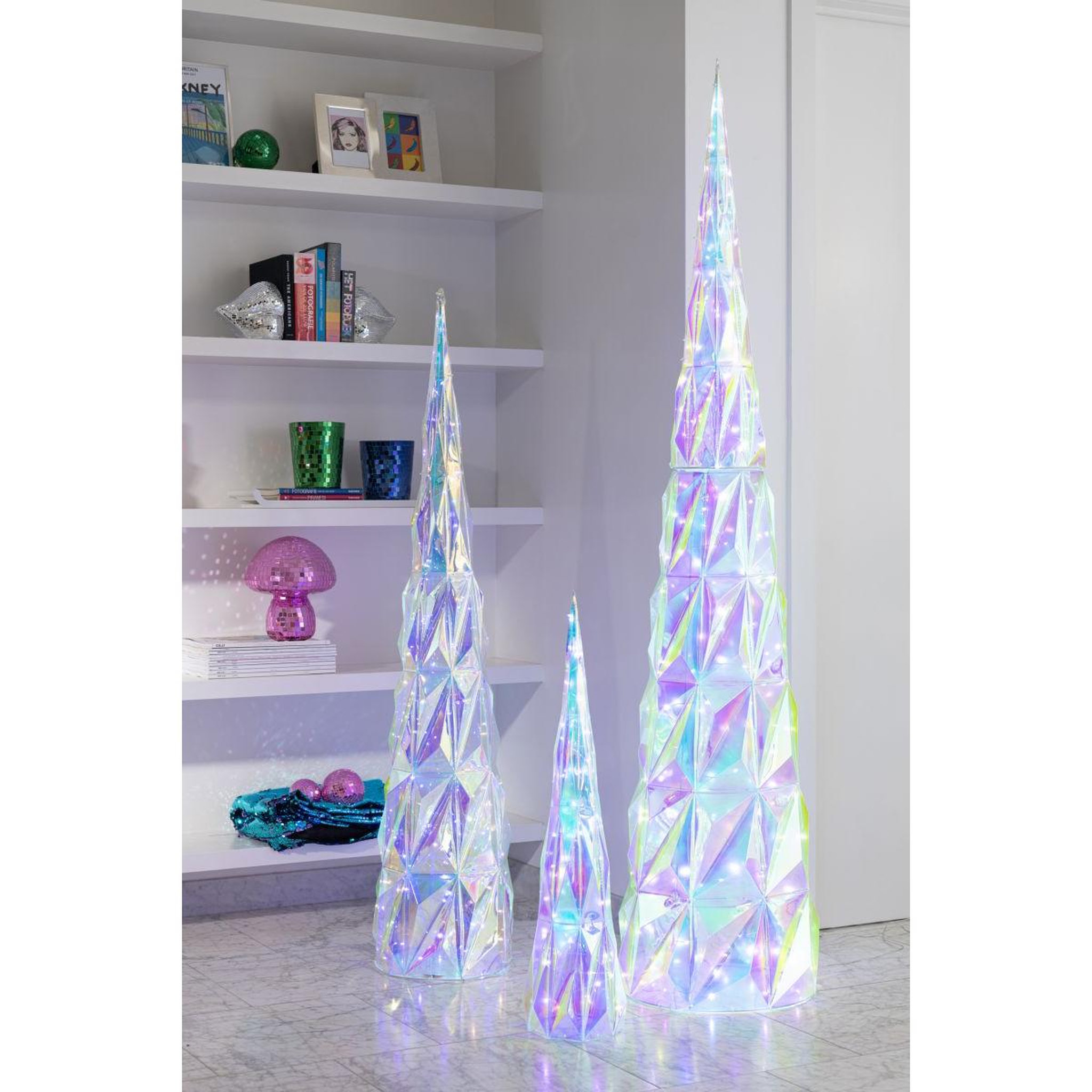 Voir la diapositive 5 : J-LINE Sapin à led  color pop  80cm multicolore