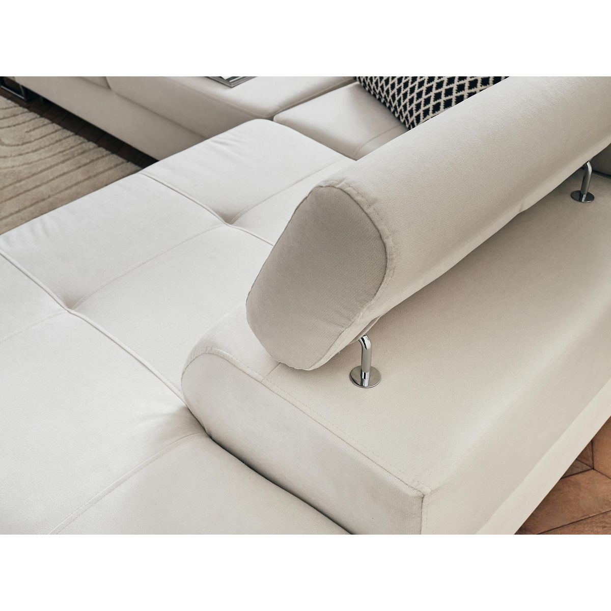 BEST MOBILIER Pablo - canapé d'angle droit - 5 places - convertible avec coffre et têtières réglables - en velours