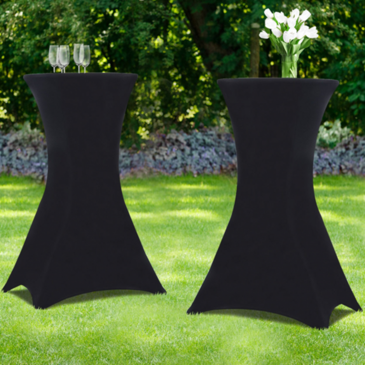 ID MARKET Lot de 2 housses noires pour table haute pliante 105 CM