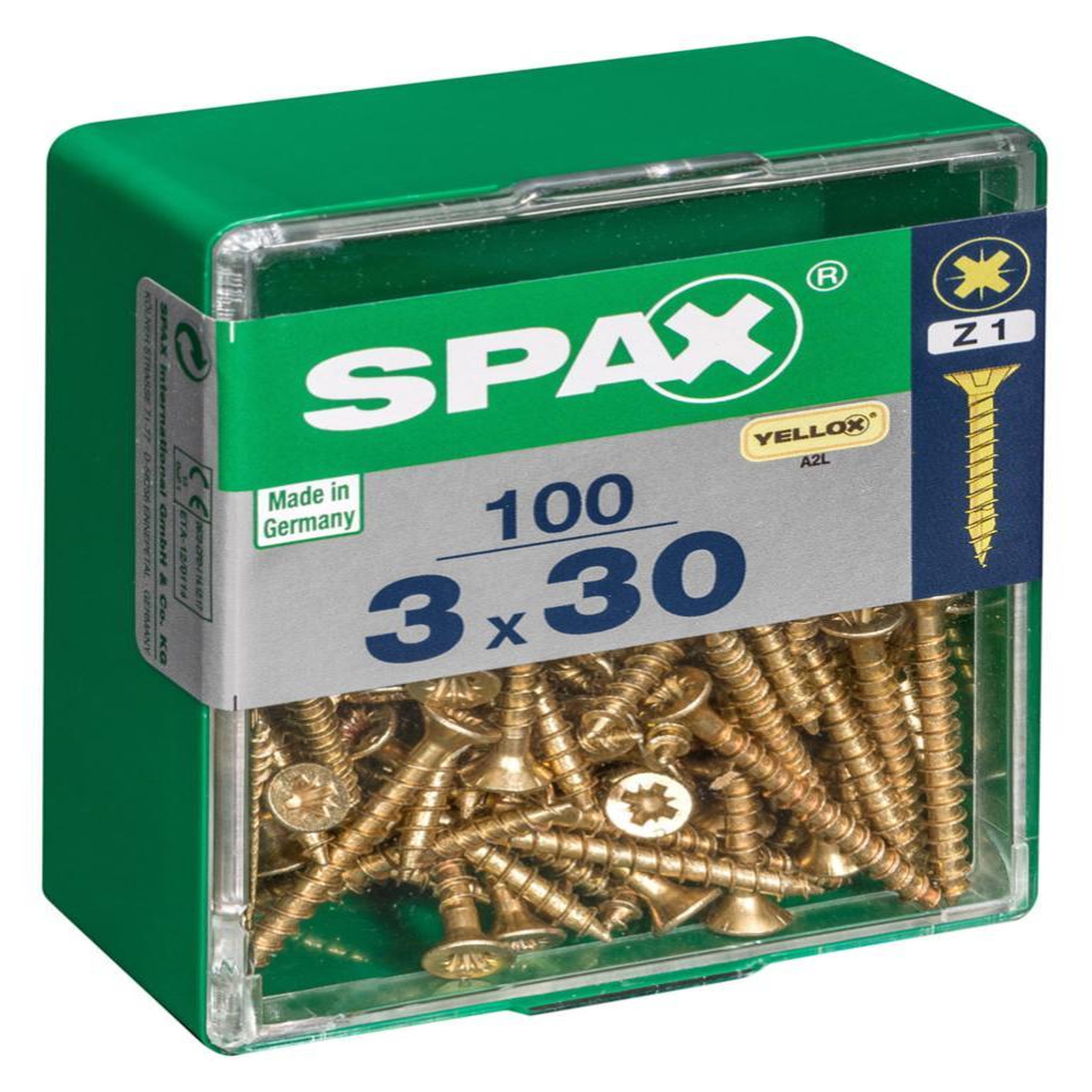 CENTRALE BRICO Lot de 100 vis acier tête fraisée pozidriv SPAX, Diam.3 mm x L.30 mm