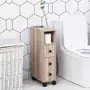 KLEANKIN Support papier toilette - porte-papier toilette - armoire pour papier toilette - 3 niveaux + sortie papier panneaux aspect chêne clair