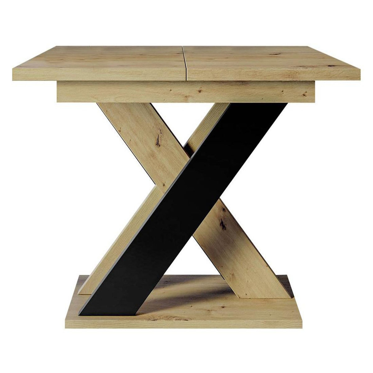 BEST MOBILIER Tosca - table à manger extensible - aspect chêne clair et noir - 4 à 6 personnes