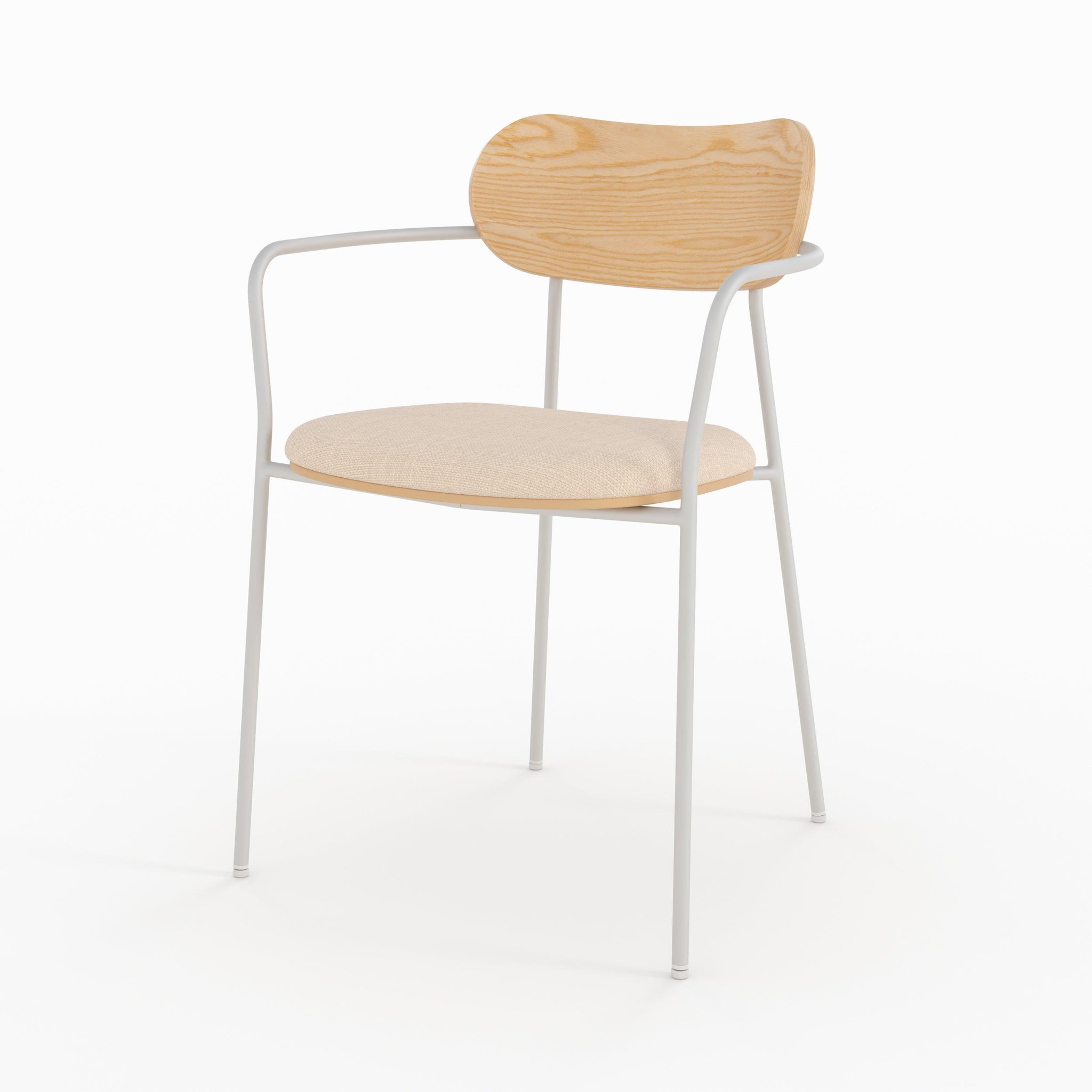 Voir la diapositive 5 : MAISON PAVANE Lot de 2 chaises en tissu beige et placage en bois clair-marine