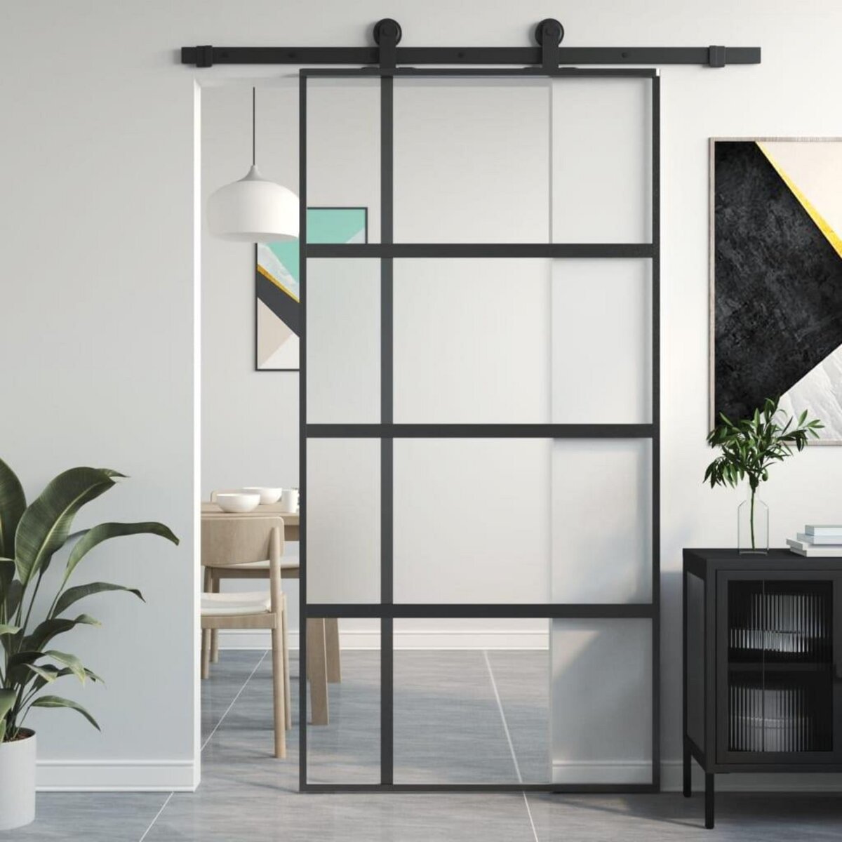 VIDAXL Porte coulissante noir 102,5x205 cm verre trempe aluminium