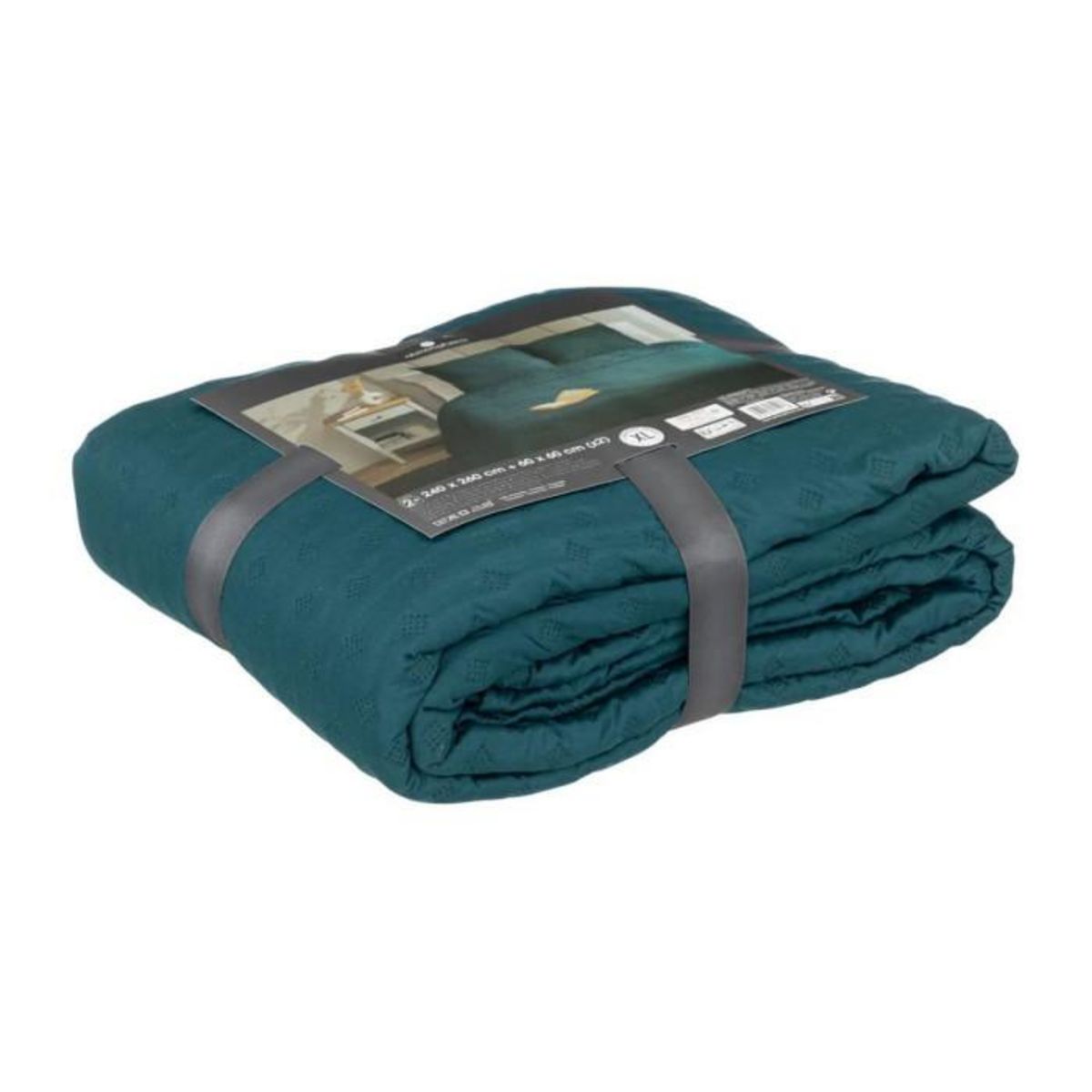 ATMOSPHERA Couvre Lit & 2 Taies  Kalia  240x260cm Bleu Égéen