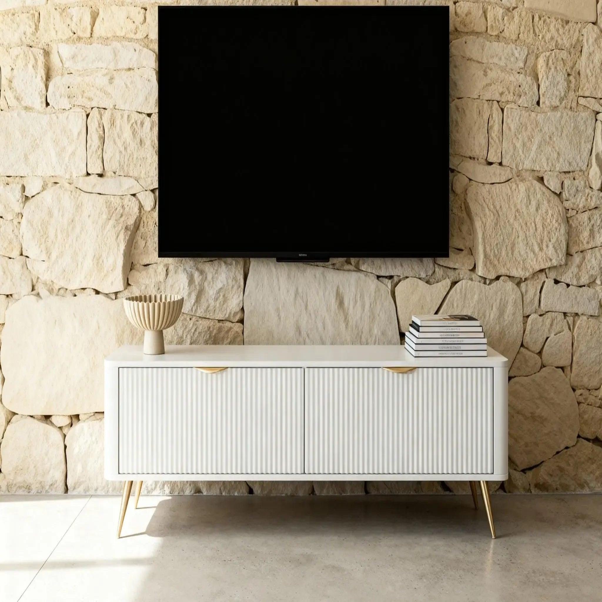 Voir la diapositive 6 : CASANOVA PARIS Joudy mini - mini meuble tv 163cmeffet rainuré