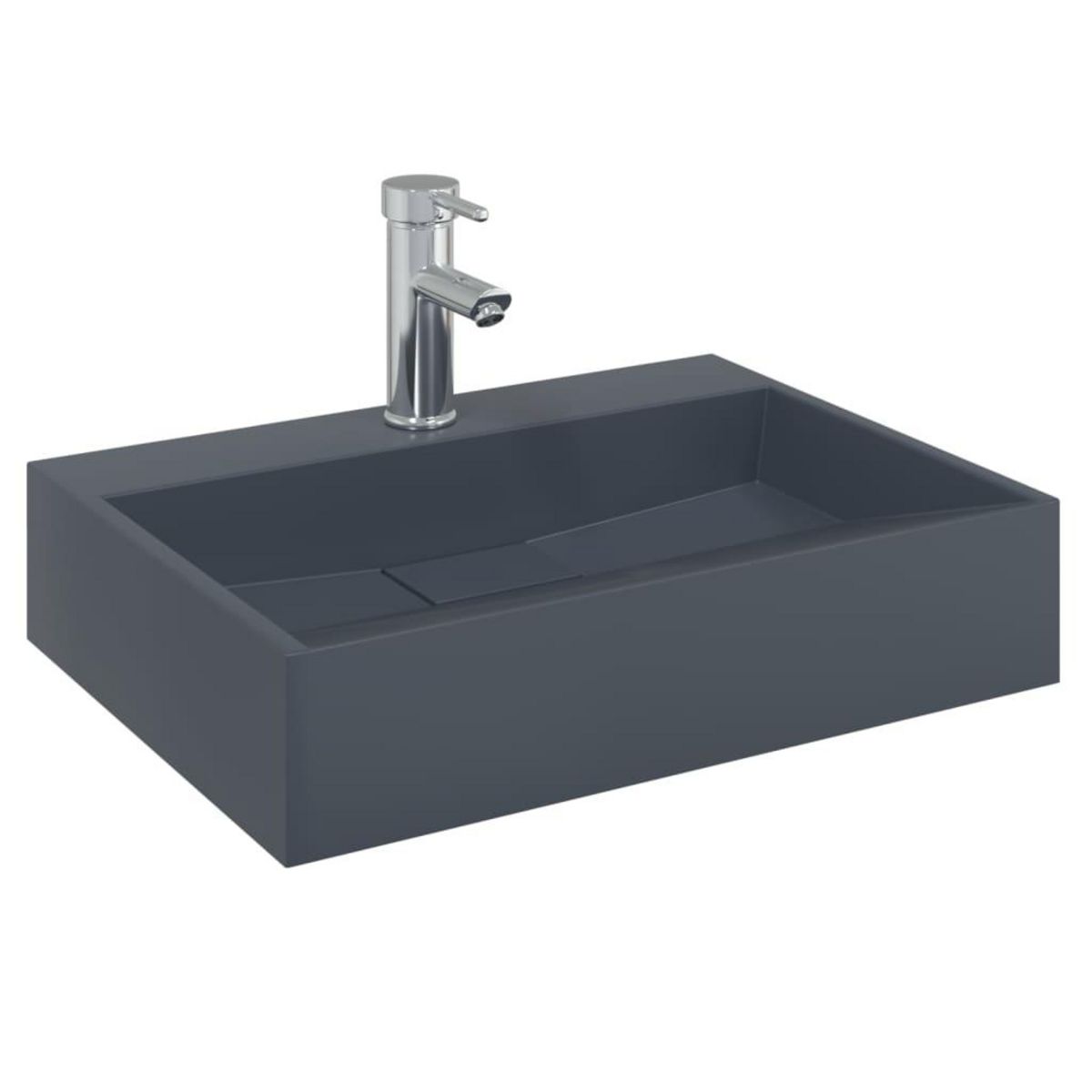 VIDAXL Vasque 50x38x11 cm fonte minerale/marbre anthracite