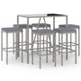 Voir la diapositive 2 : VIDAXL Ensemble de bar de jardin 7 pcs avec coussins gris poly rotin
