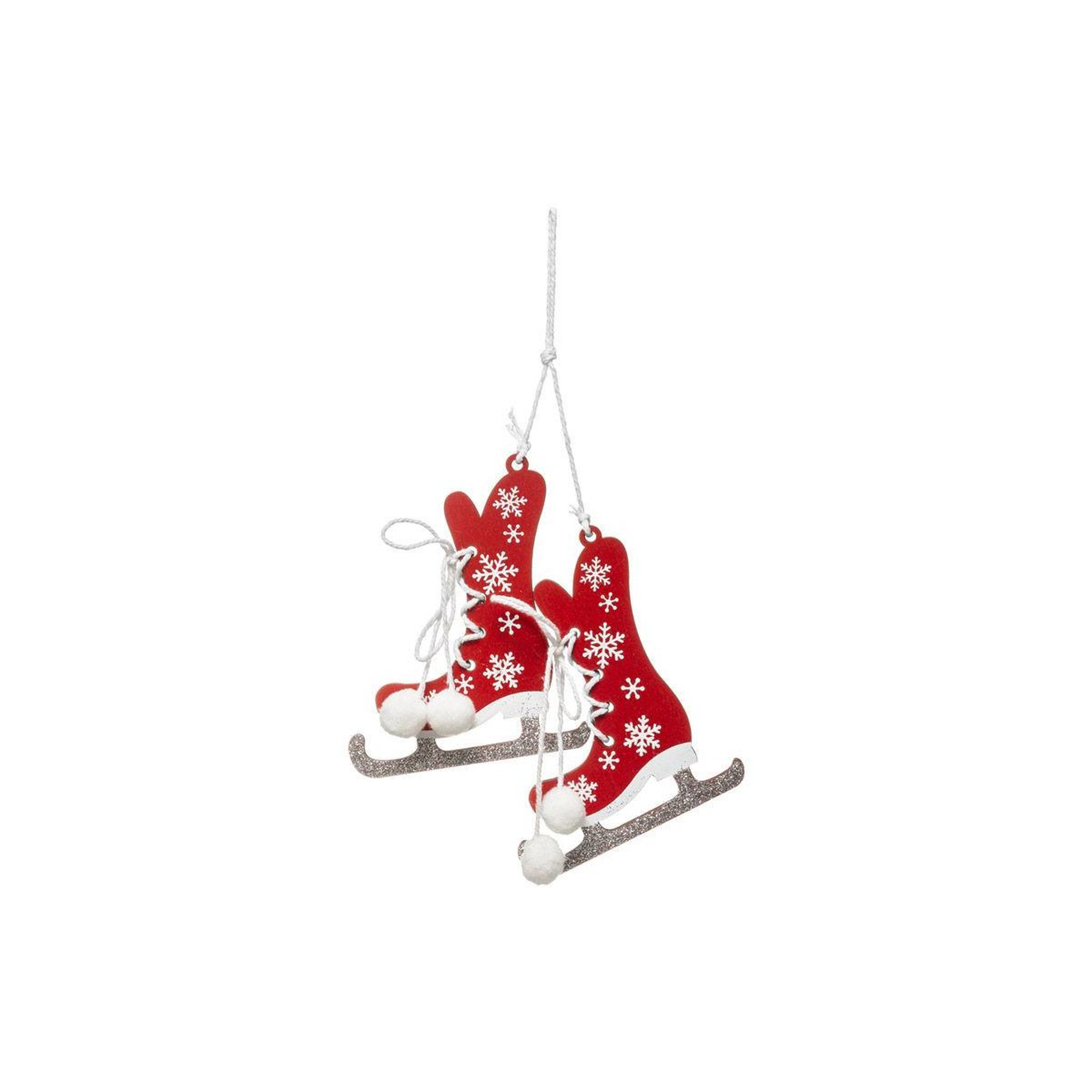 FEERIC LIGHT & CHRISTMAS Sujet de noël 2 patins  étoile  10cm rouge & blanc