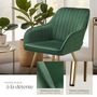 Voir la diapositive 4 : tectake Chaise de salle à manger en velours matelassé et rembourré vert foncé/or