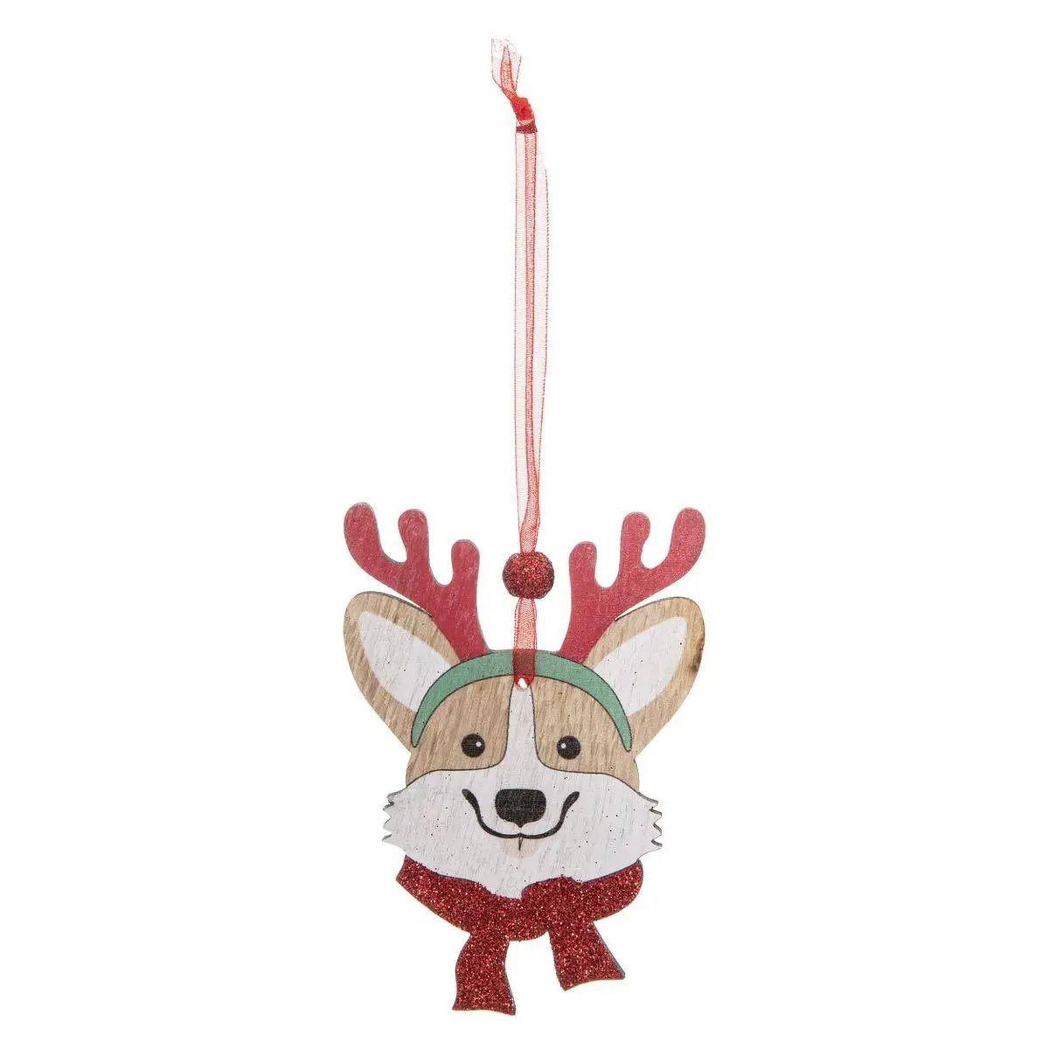 Voir la diapositive 4 : ATMOSPHERA Lot de 4 sujets de noël  chien  12cm beige & rouge