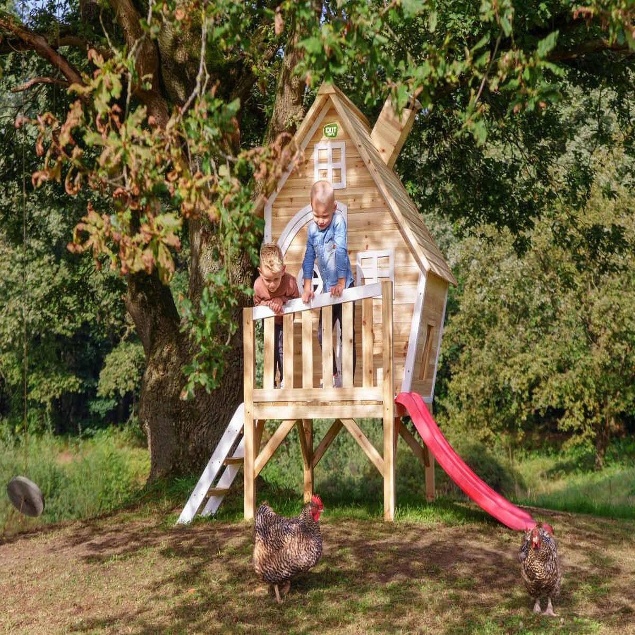 Voir la diapositive 2 : EXIT TOYS Maisonnette en bois pour enfants fantasia 300 naturel - exit toys