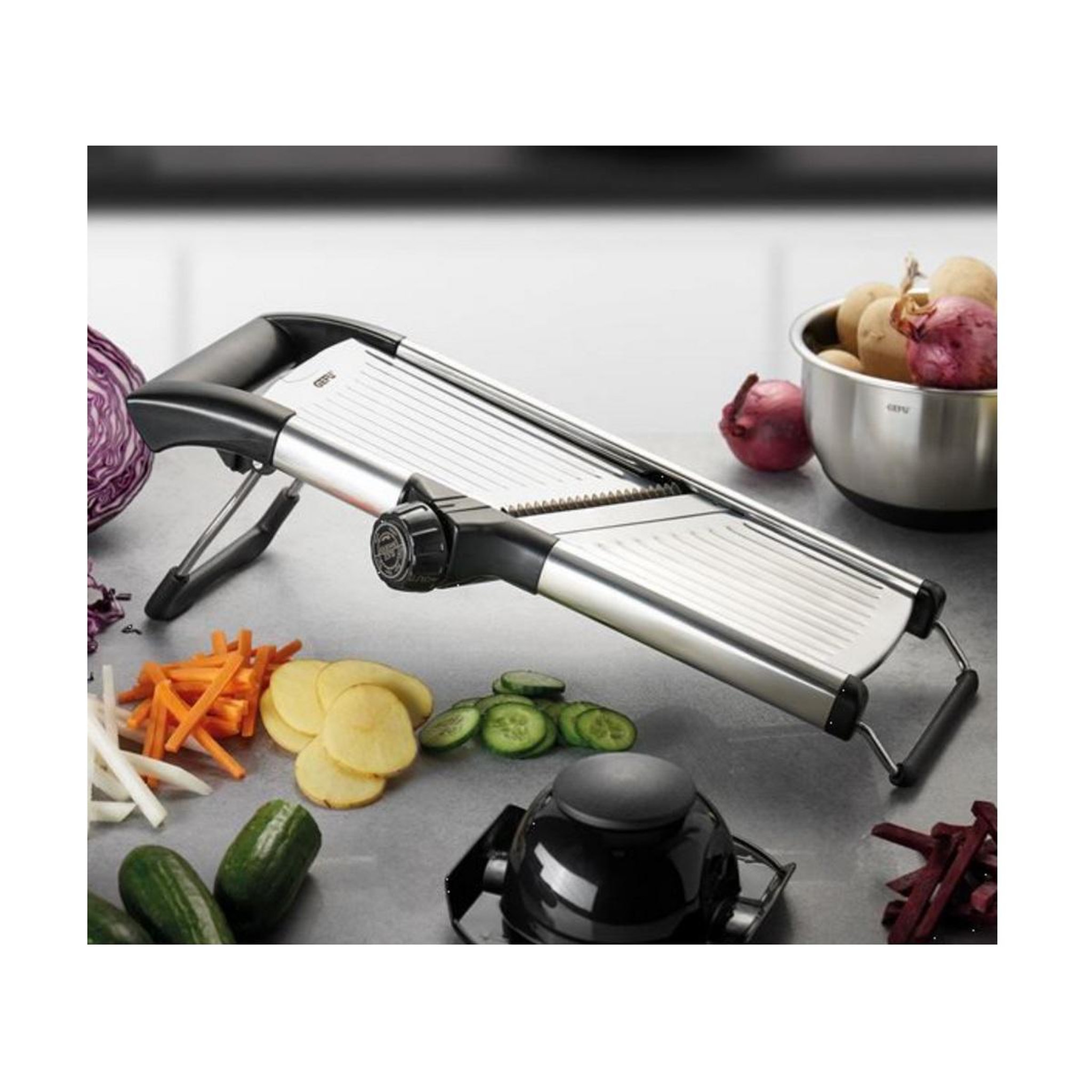 Voir la diapositive 2 : GEFU Mandoline gourmet en gris/noir - 89541