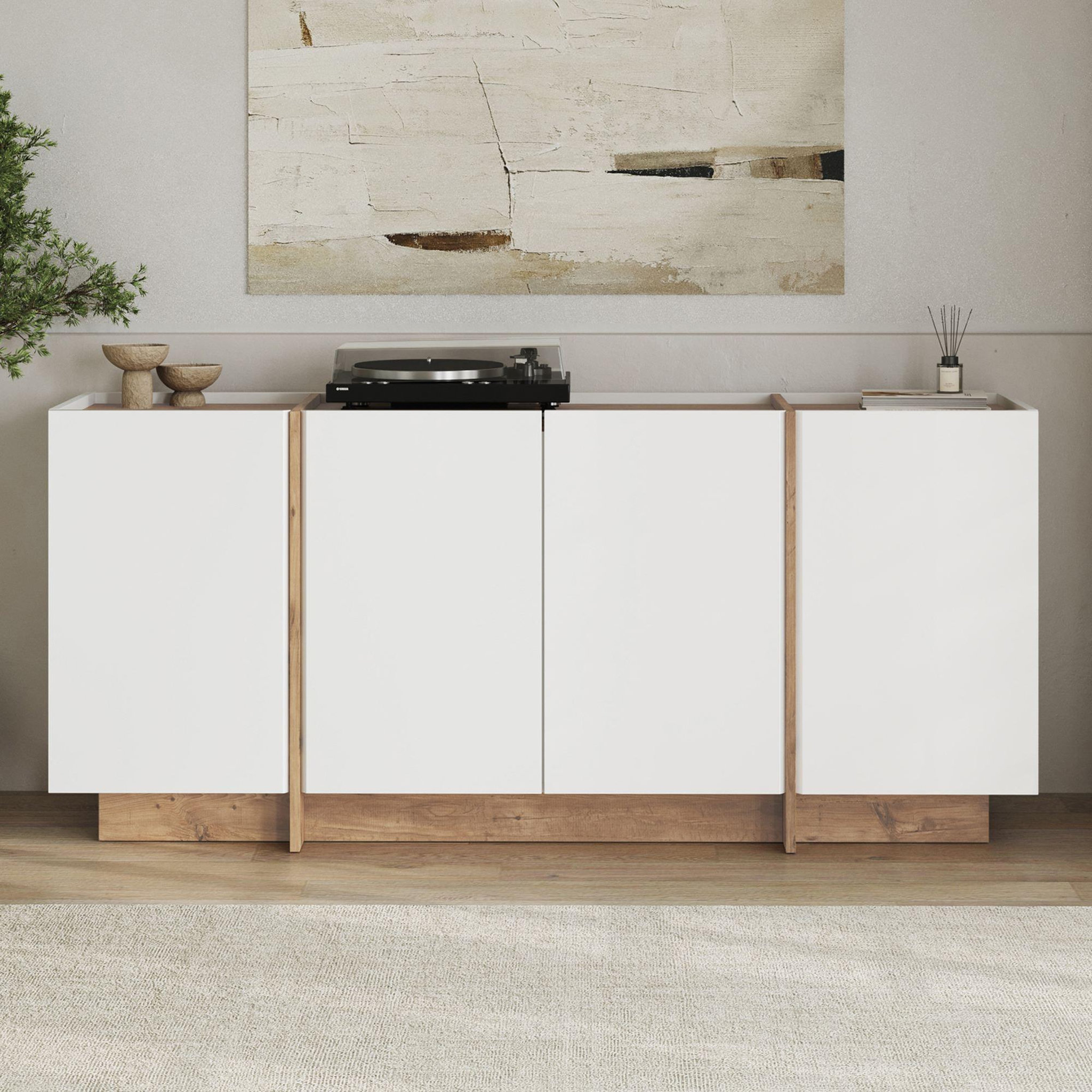 Voir la diapositive 3 : Habitat et Jardin Buffet en bois  dorma  - 180 x 45 x 80 cm - blanc / pin atlantique