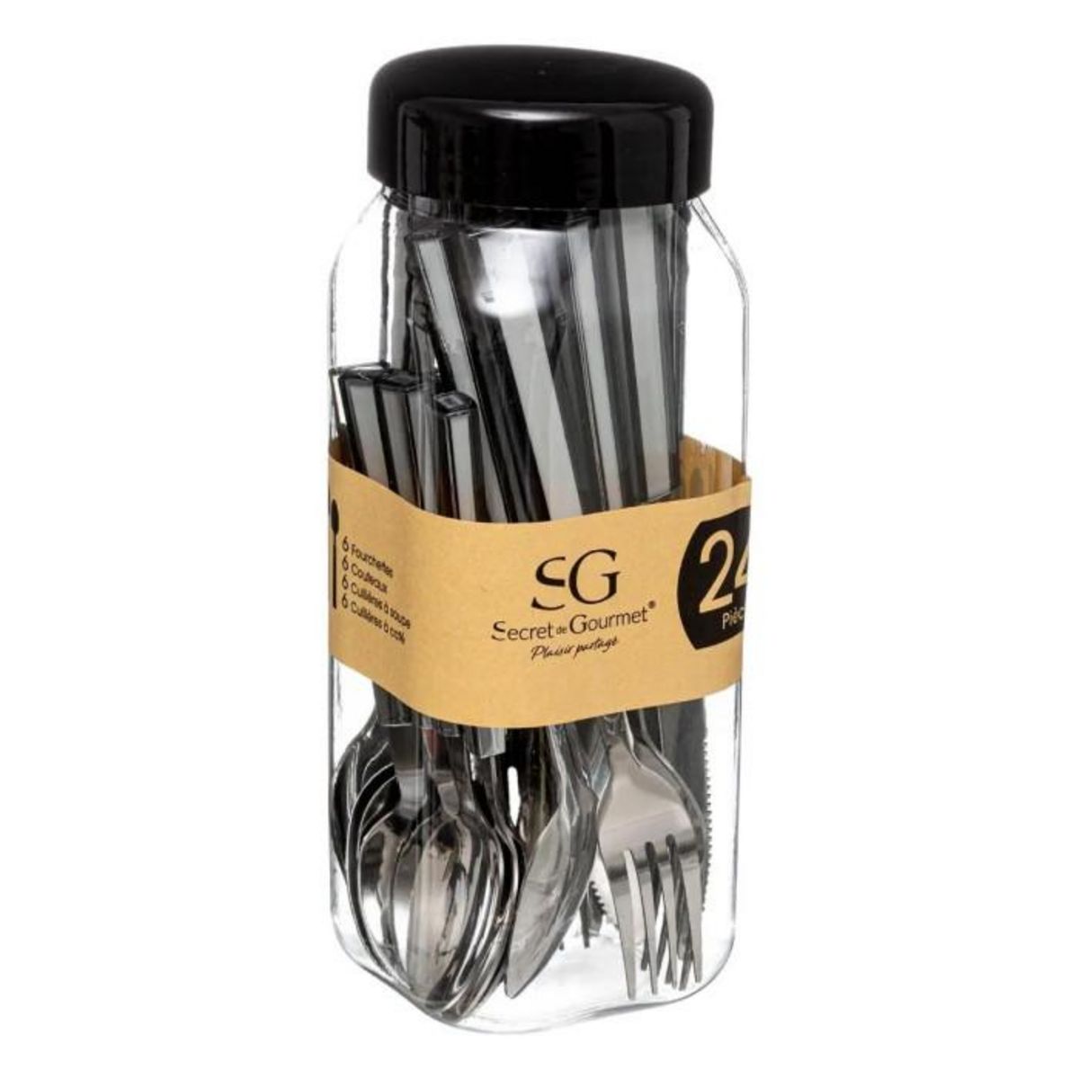 SECRET DE GOURMET Ménagère 24 couverts - Inox - Gris